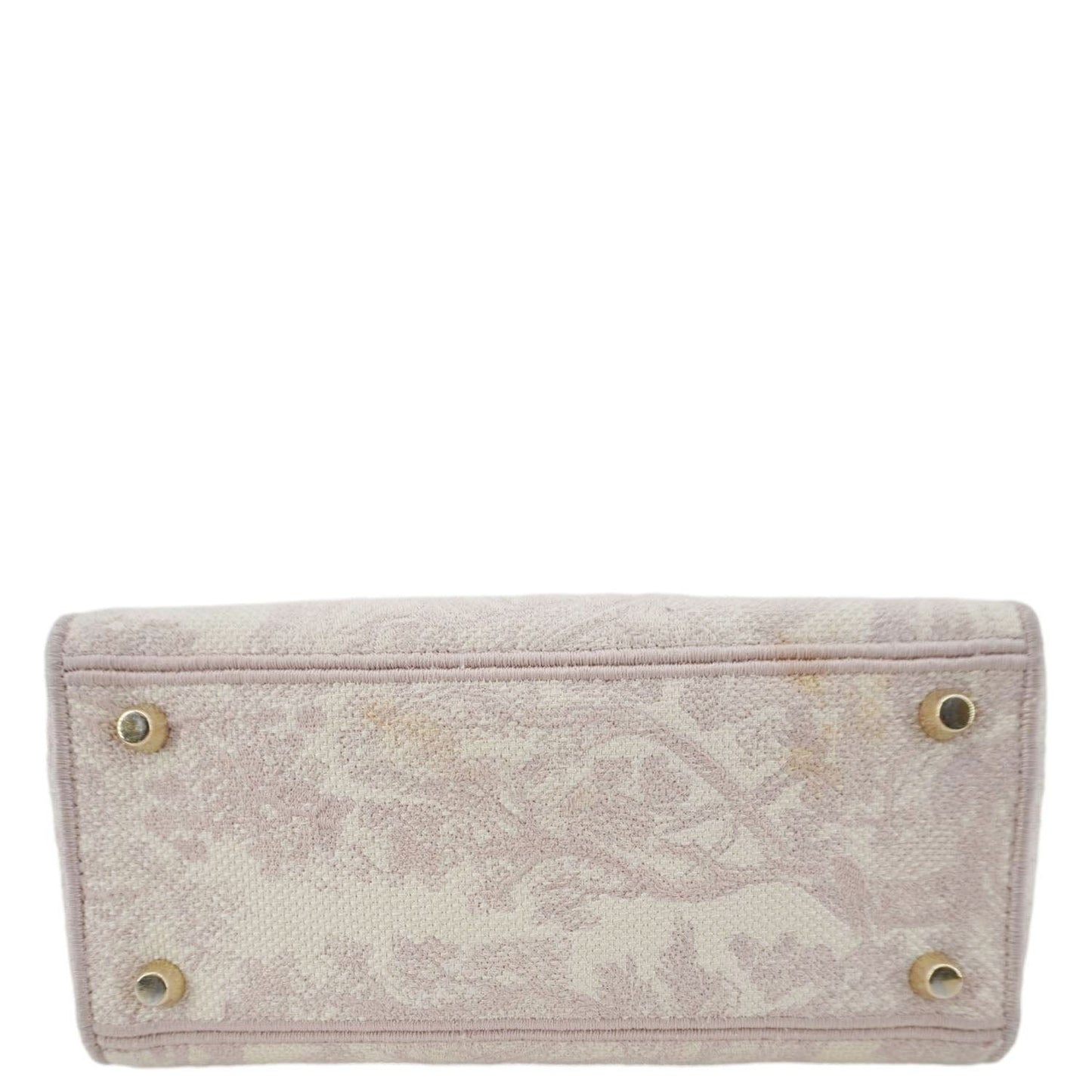 CHRISTIAN DIOR Lady dior D-Lite Embroidered Canvas Shoulder Bag White