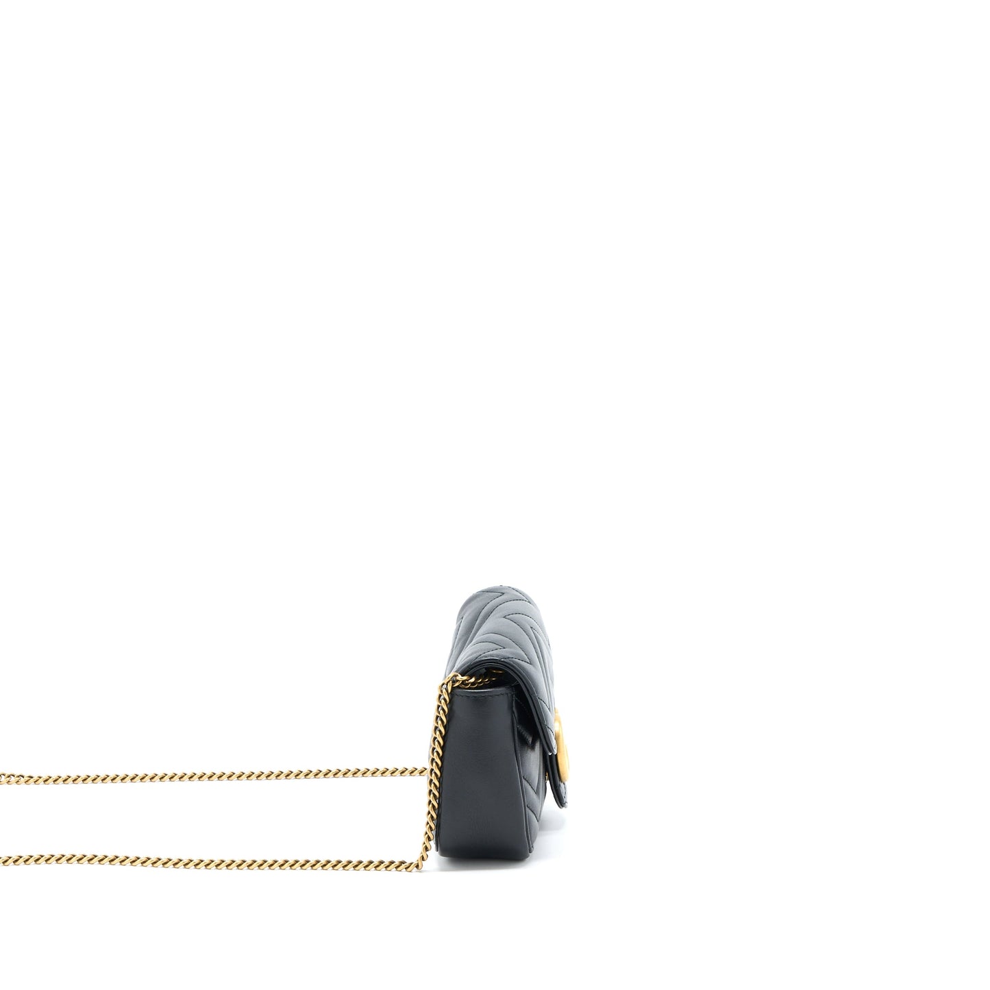 Gucci GG Marmont Super Mini Chain Bag Calfskin Black Brushed