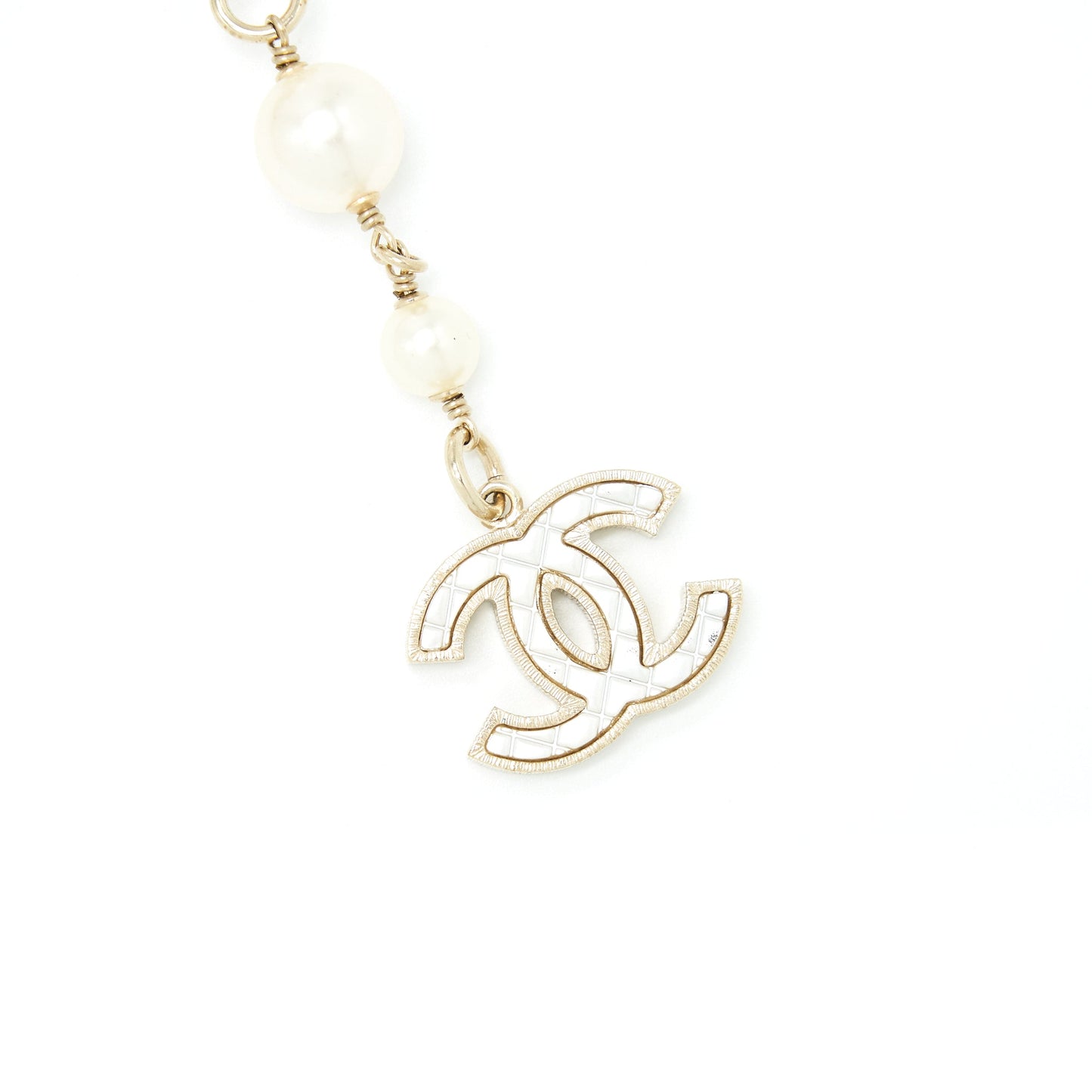 Chanel Pearl Waist Chain Belt With CC Logo Drop Light Gold Tone