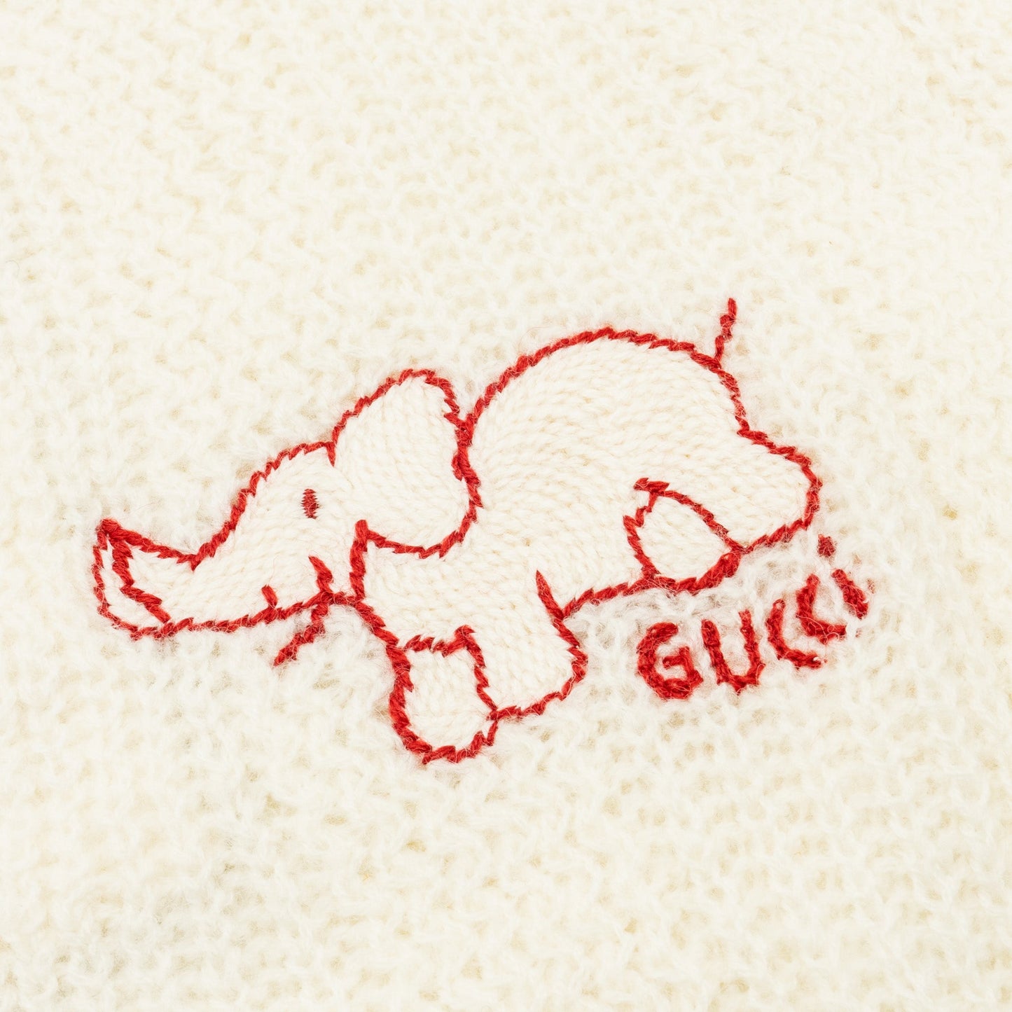Gucci Size M Elephant Cardigan Wool White/Red