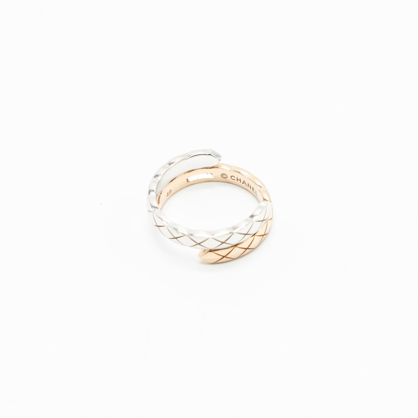 Chanel Size 49 Coco Crush TOI Et MOI Ring, Small Version White/Beige Gold Diamonds