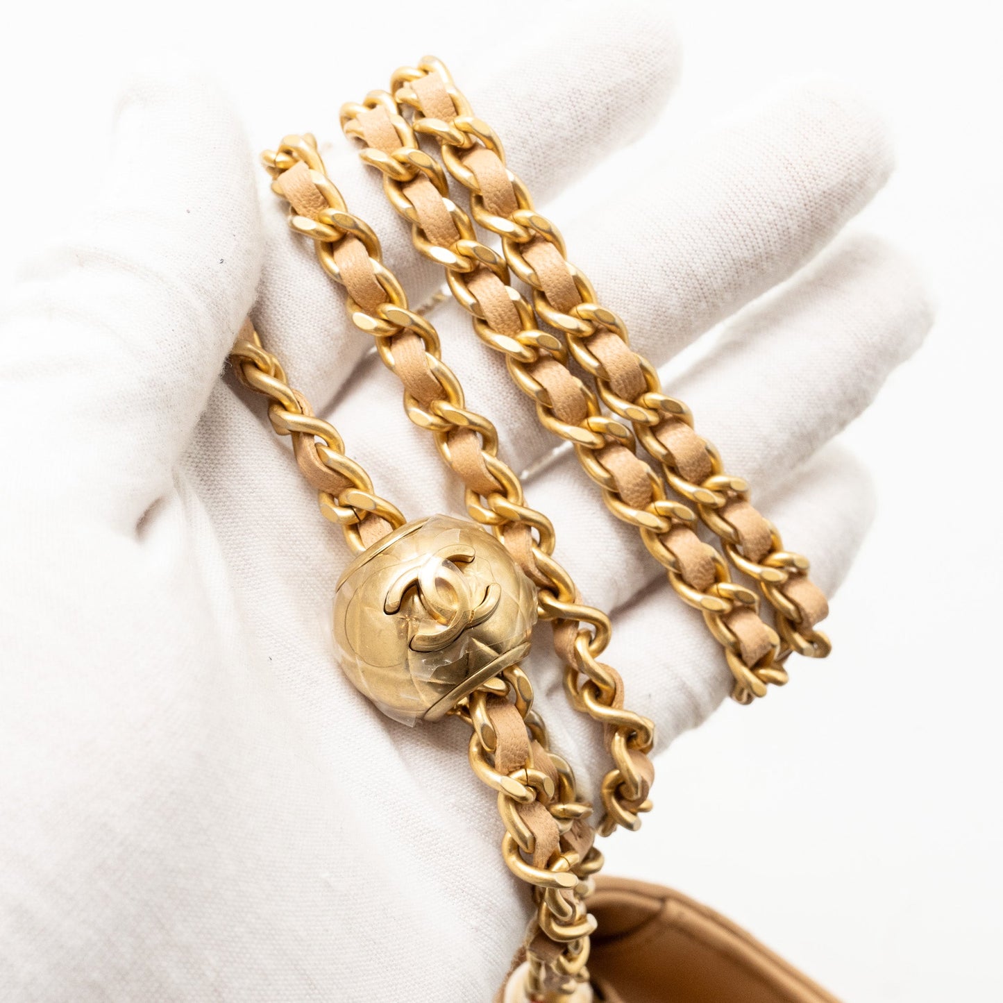 Chanel Pearl Crush Wallet On Chain Lambskin Beige (microchip)