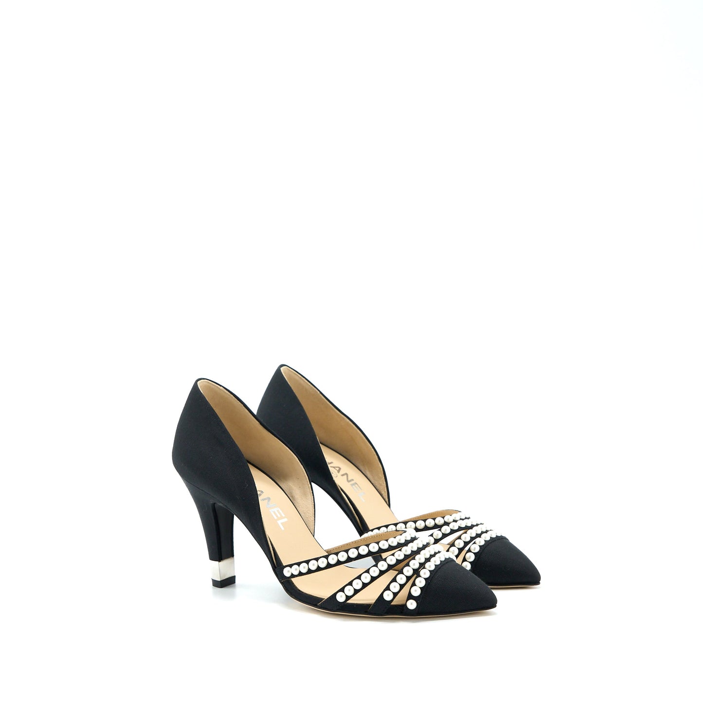 Chanel Size 36 Heels with Pearl Black/White