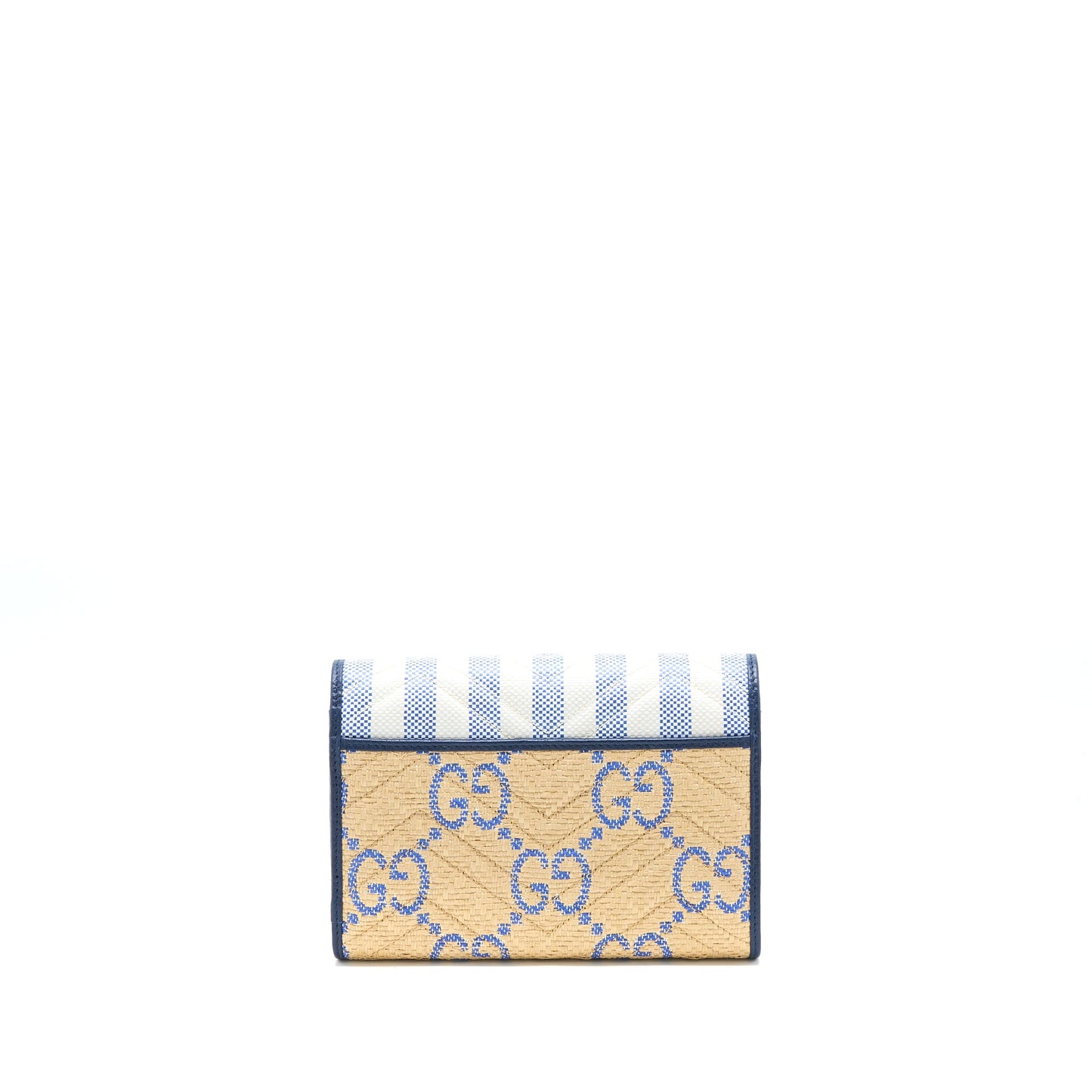 Gucci GG Marmont Flap Bag Matelasse Raffia Blue/Multicolour Brushed