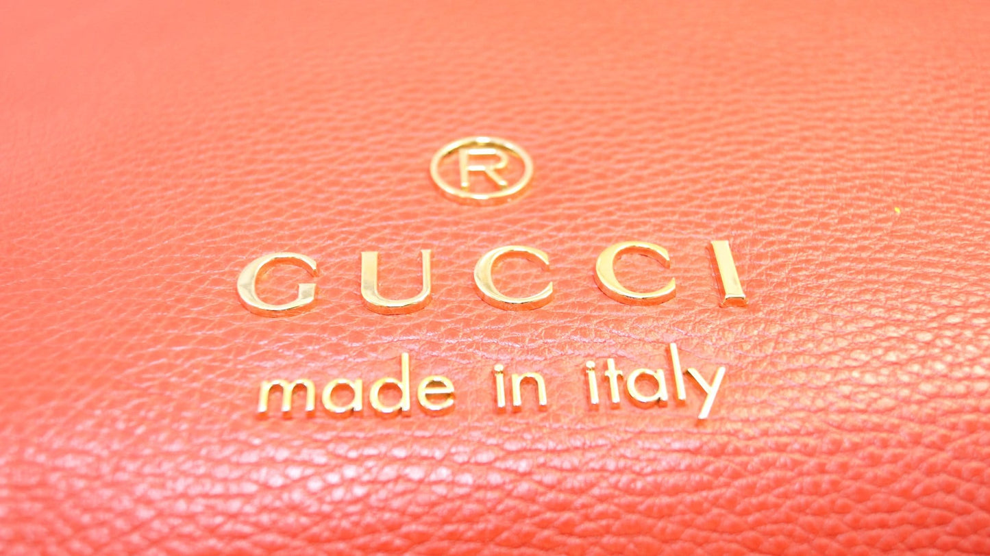 GUCCI Calfskin Large Braided Handle Gifford Tote Bag Red