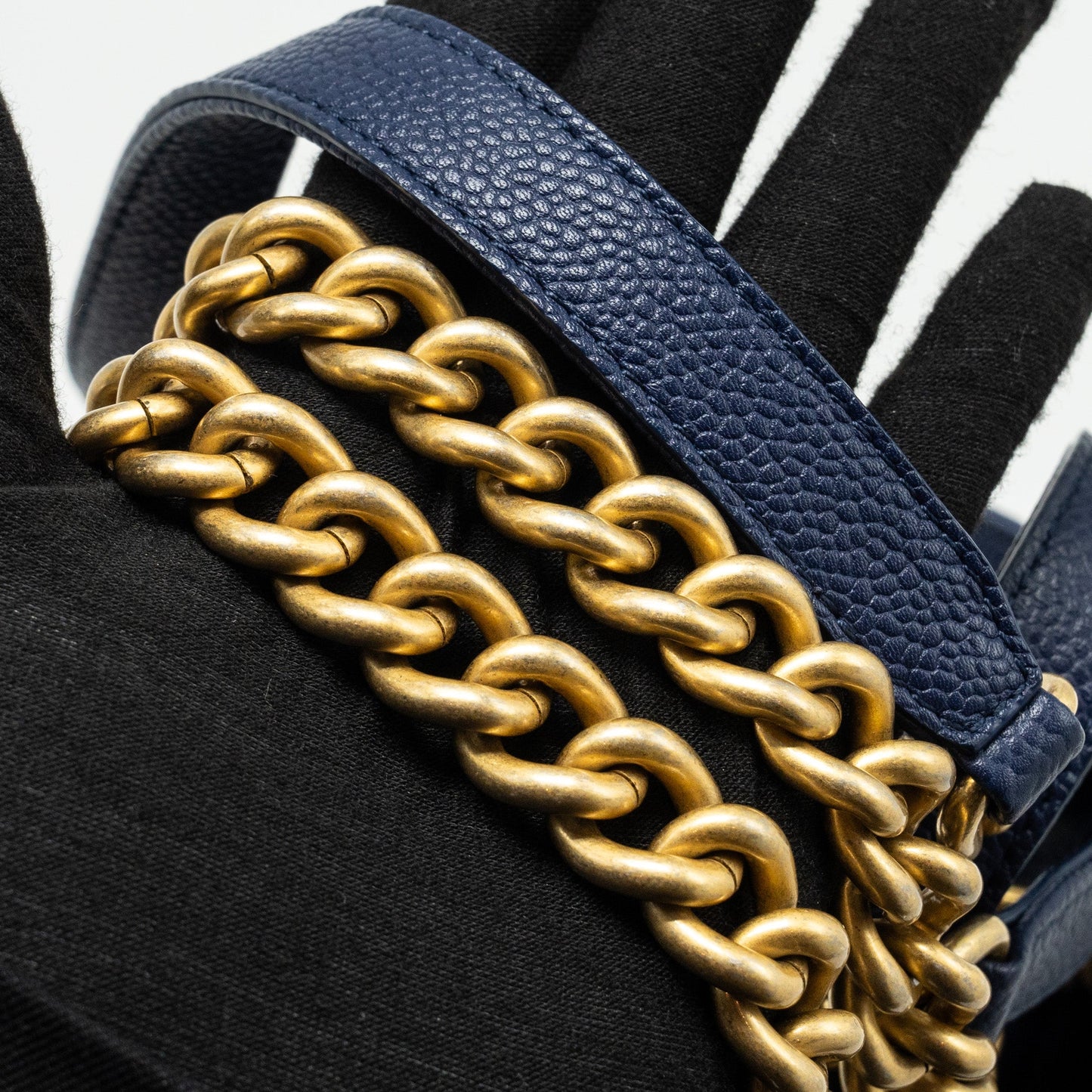 Chanel Top Handle Drawstring Bucket Bag Caviar Navy