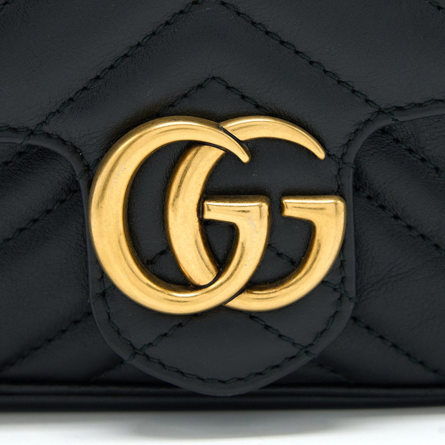 Gucci GG Marmont Super Mini Chain Bag Calfskin Black Brushed