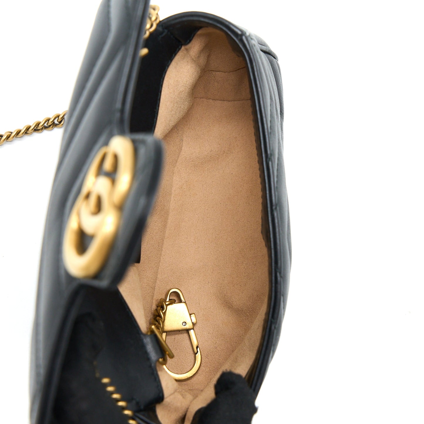 Gucci GG Marmont Super Mini Chain Bag Calfskin Black Brushed