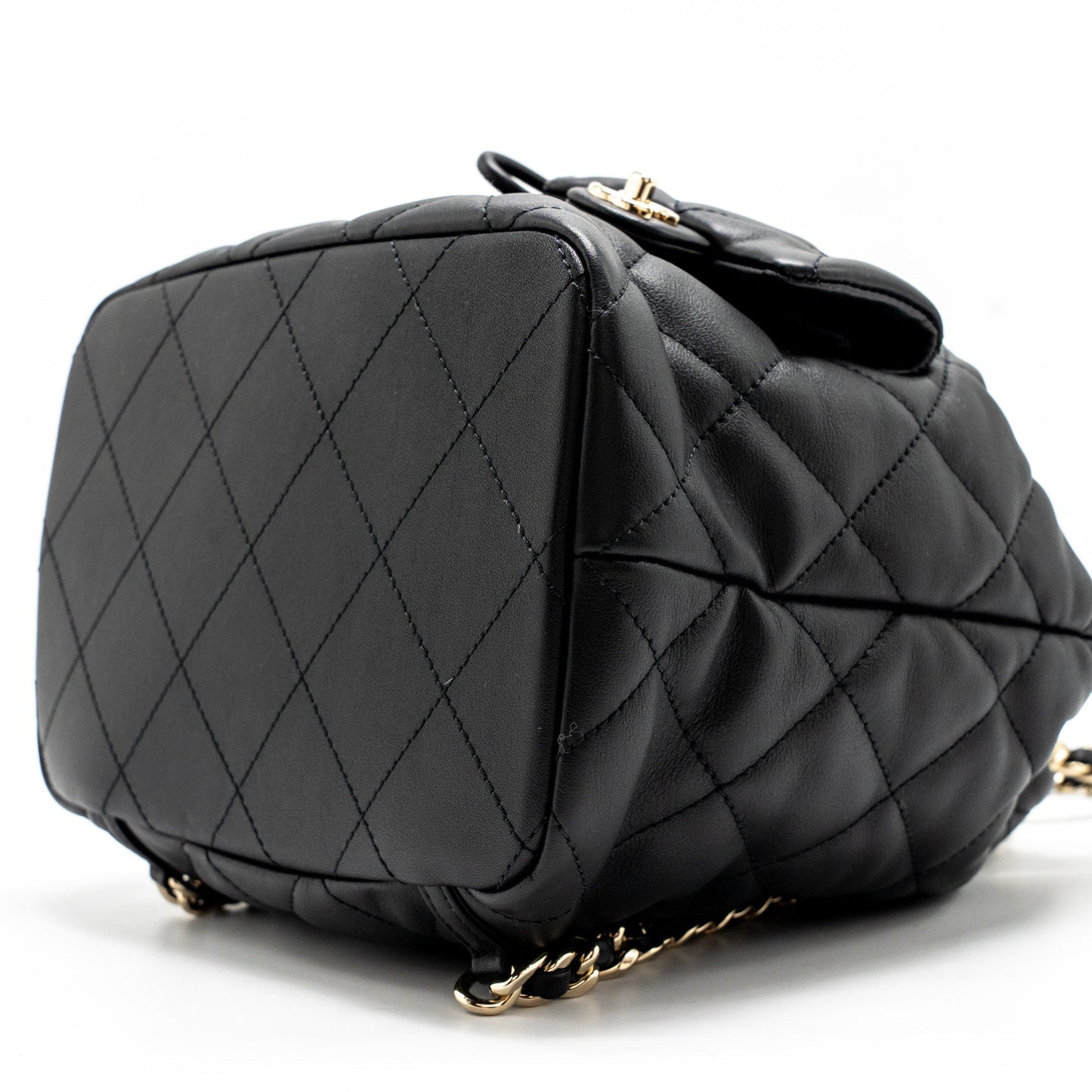 Chanel Drawstring Two Pockets Backpack Calfskin Black