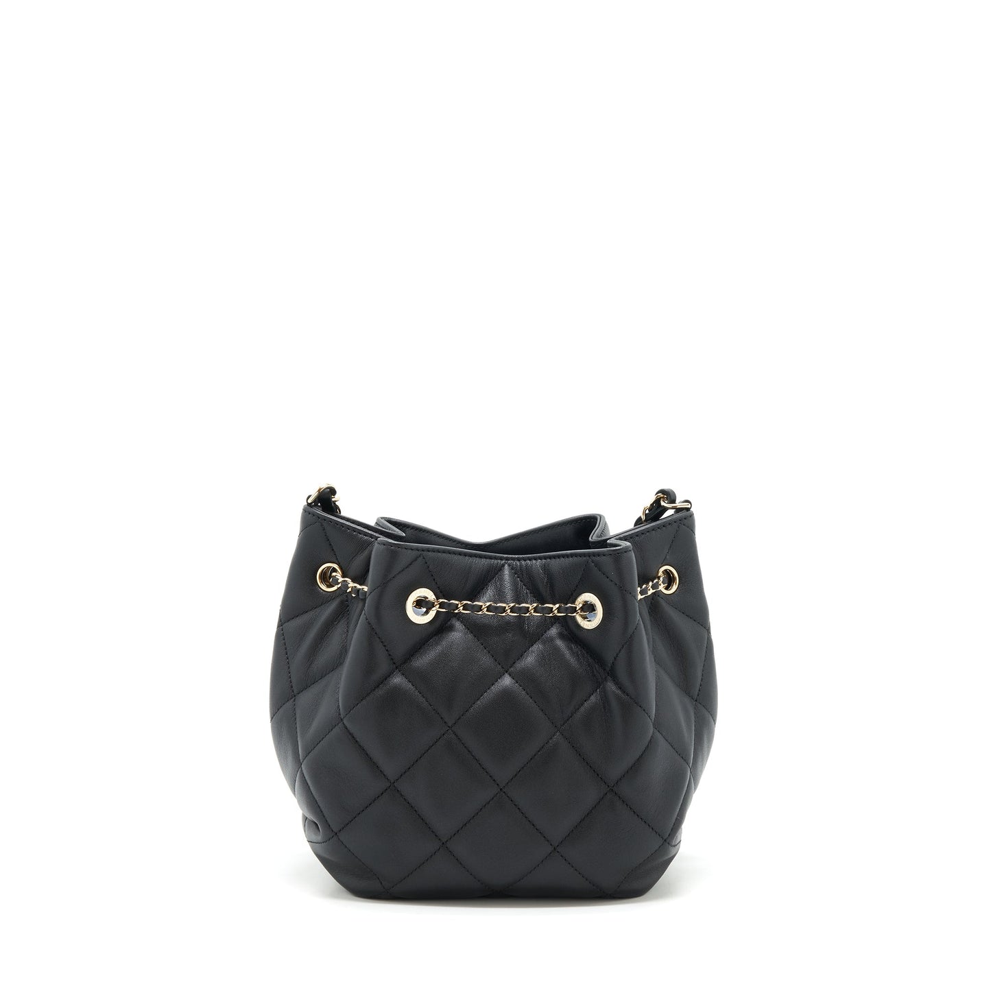 Chanel drawstring Bucket bag Quilted Lambskin Black L