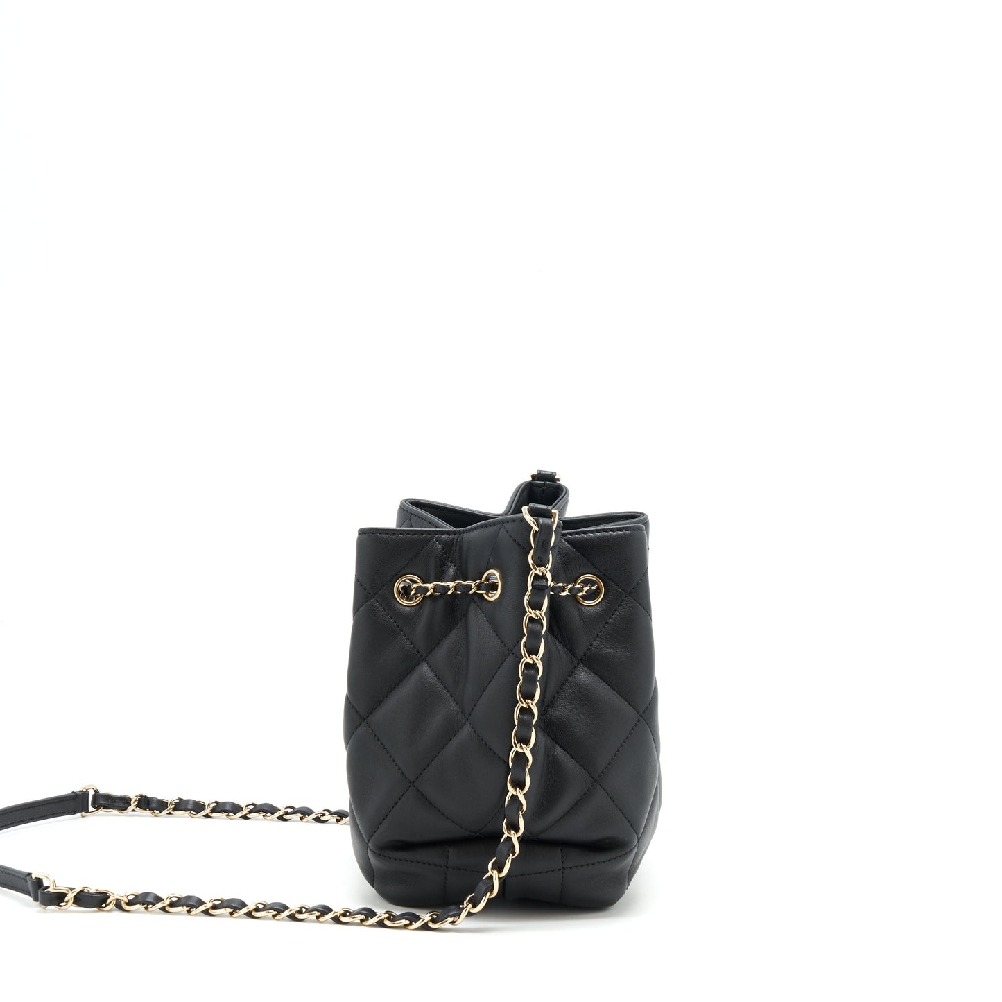 Chanel drawstring Bucket bag Quilted Lambskin Black L