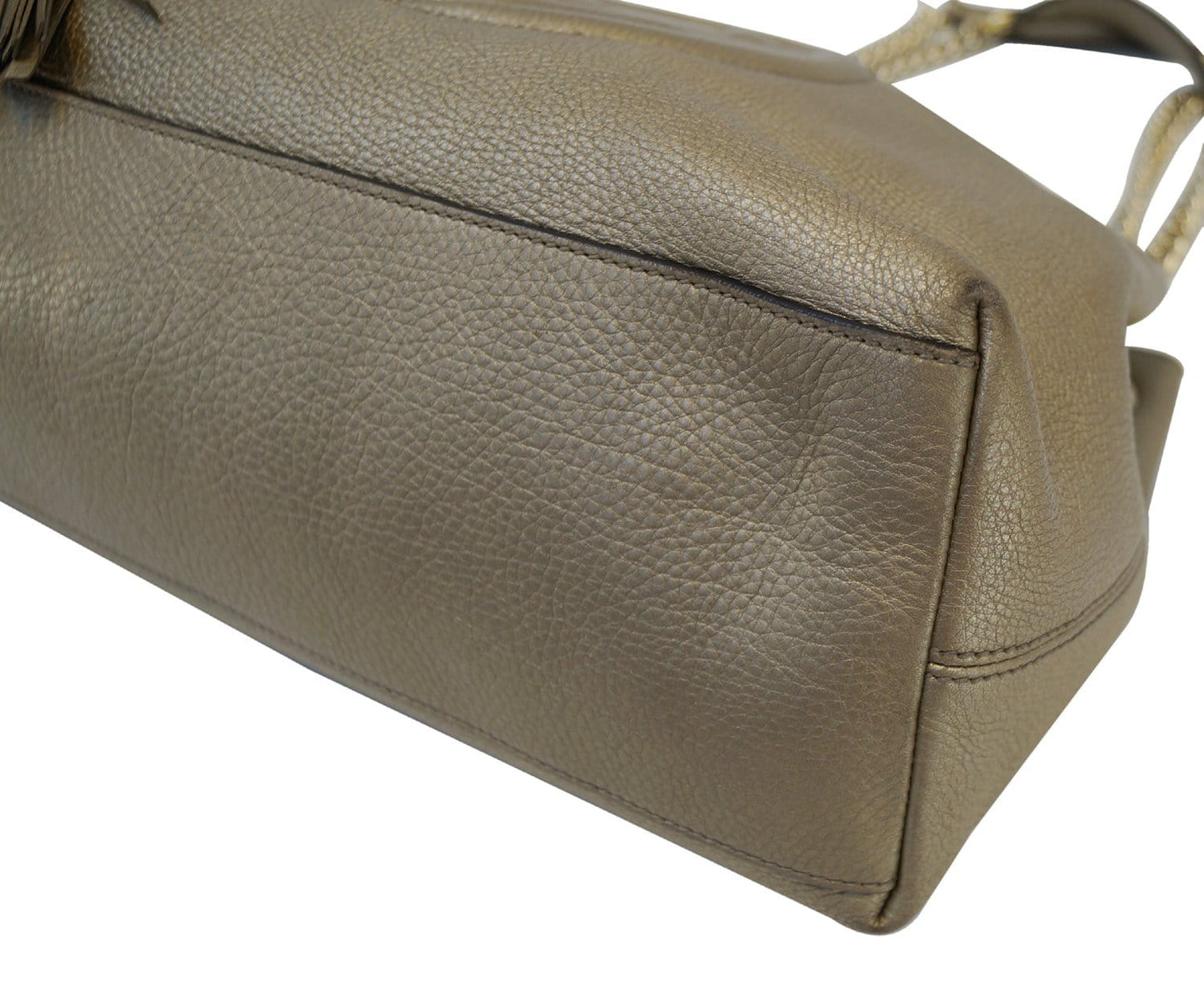 GUCCI Gold Pebbled Leather Soho Chain Tote Bag