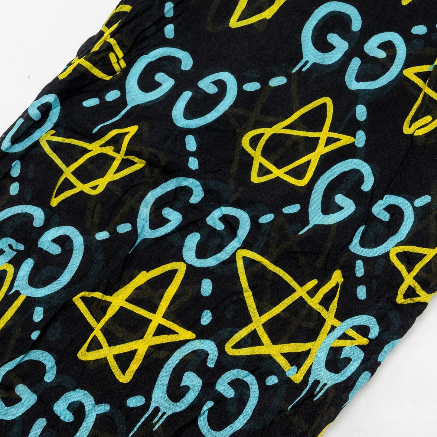 Gucci 140x140 cm Ghost With GG print Star Modal/Silk Scarf Black /Blue Multicolour