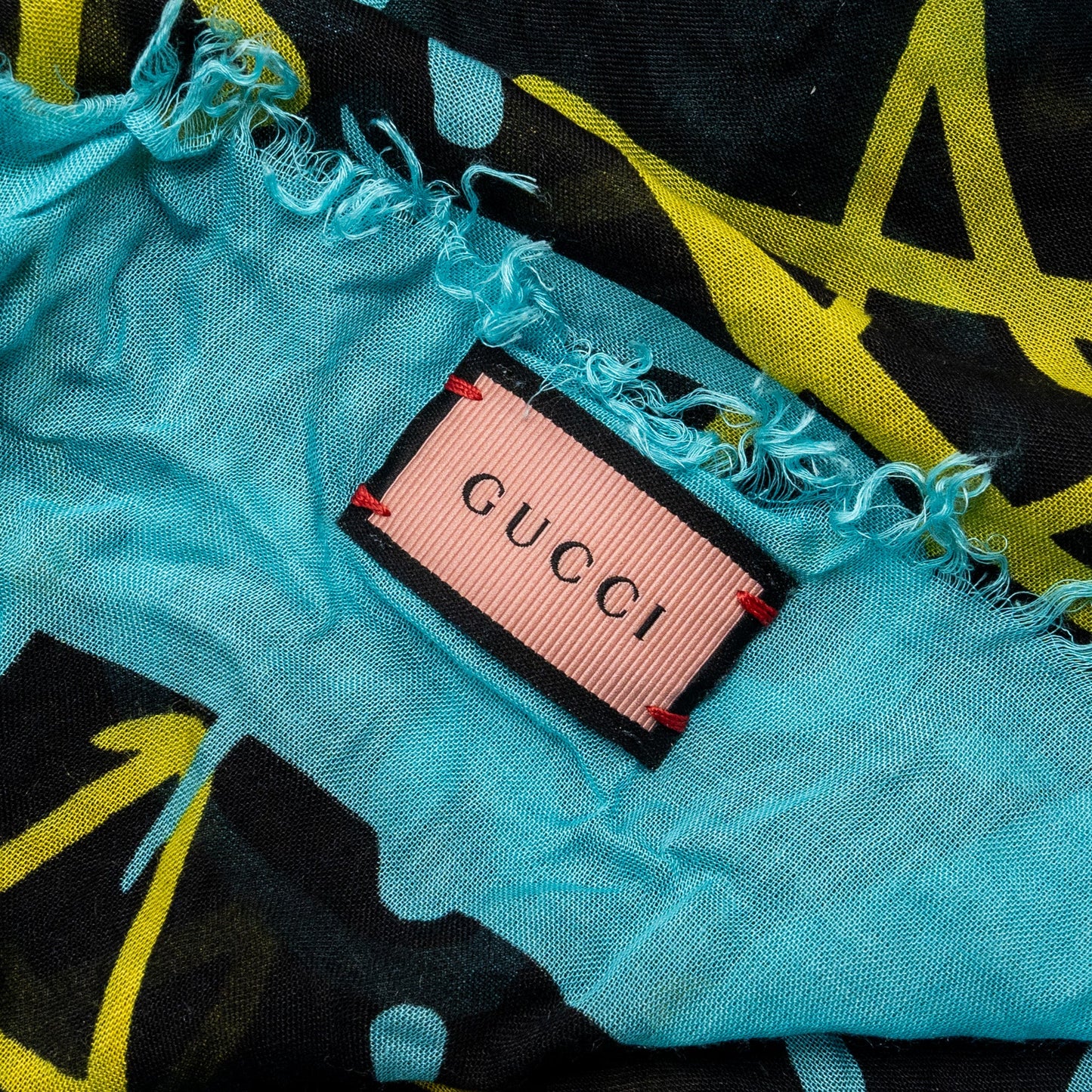 Gucci 140x140 cm Ghost With GG print Star Modal/Silk Scarf Black /Blue Multicolour