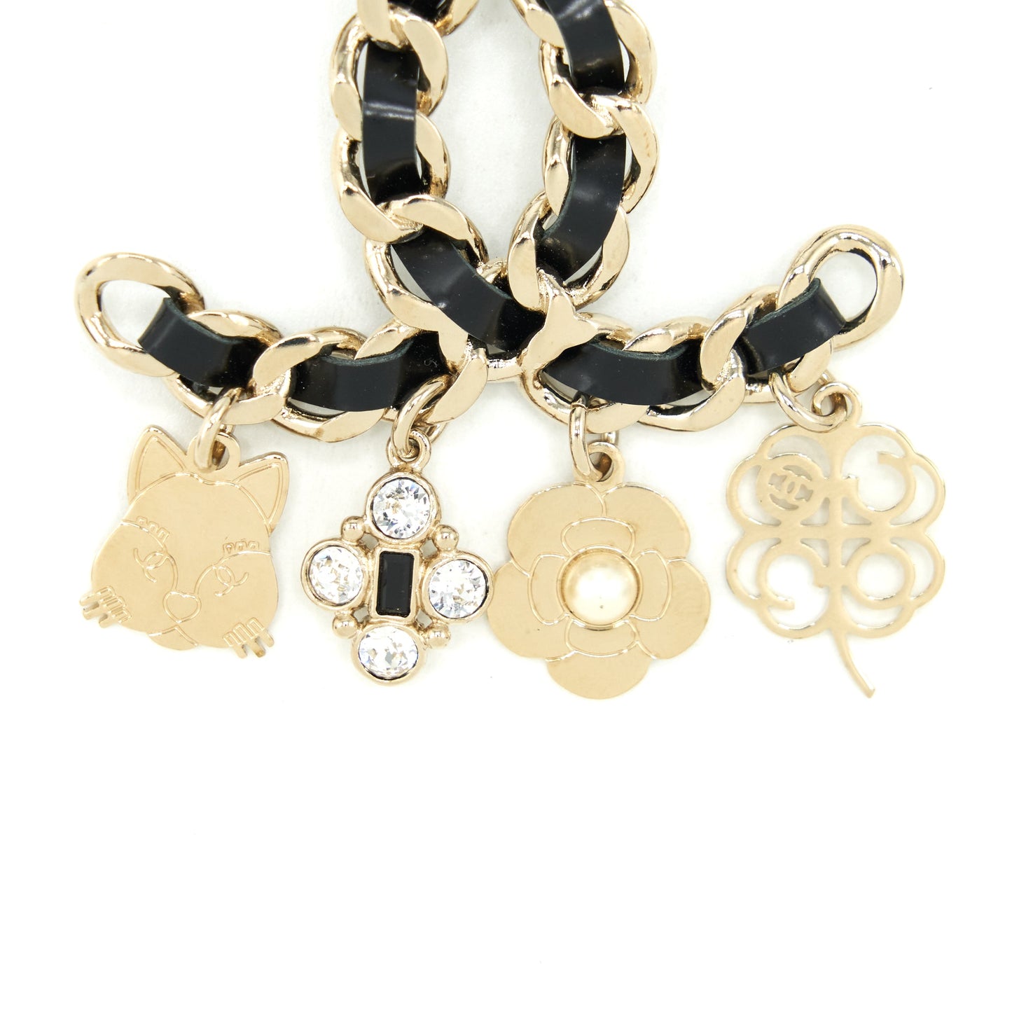 Chanel Leather Chain With Drop Charms Brooch L