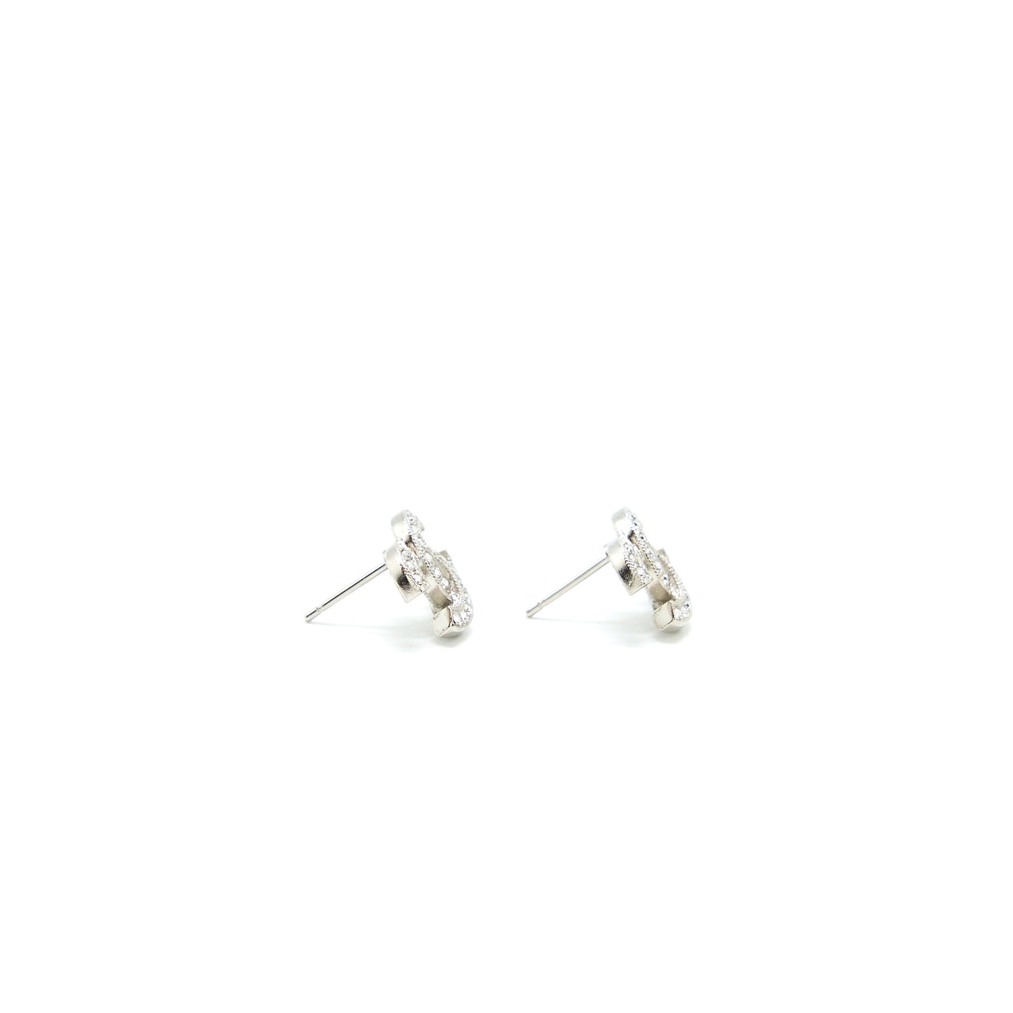 Chanel Classic CC Earrings Crystal Silver Tone