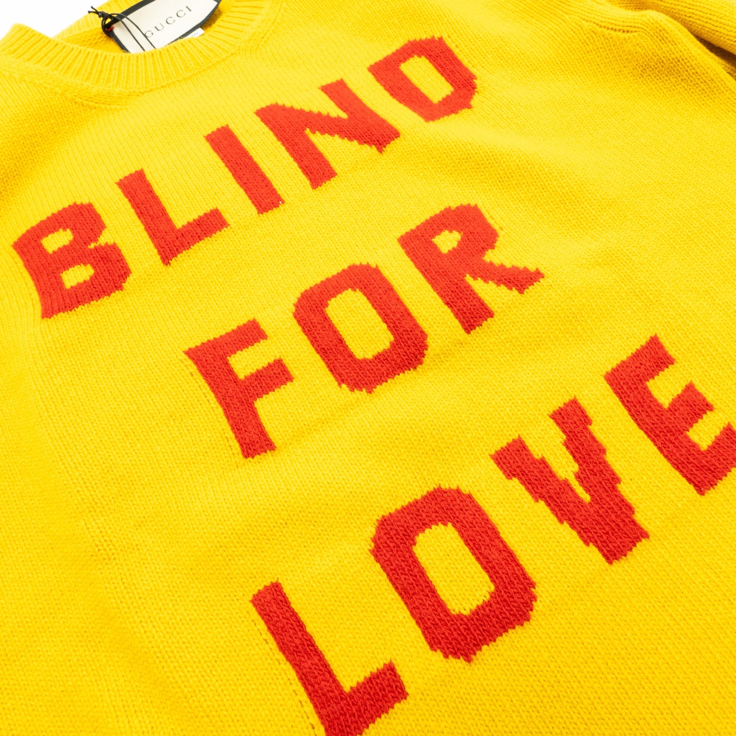 Gucci Size S Blind for Love and Wolf Sweater Wool Yellow/Multicolour