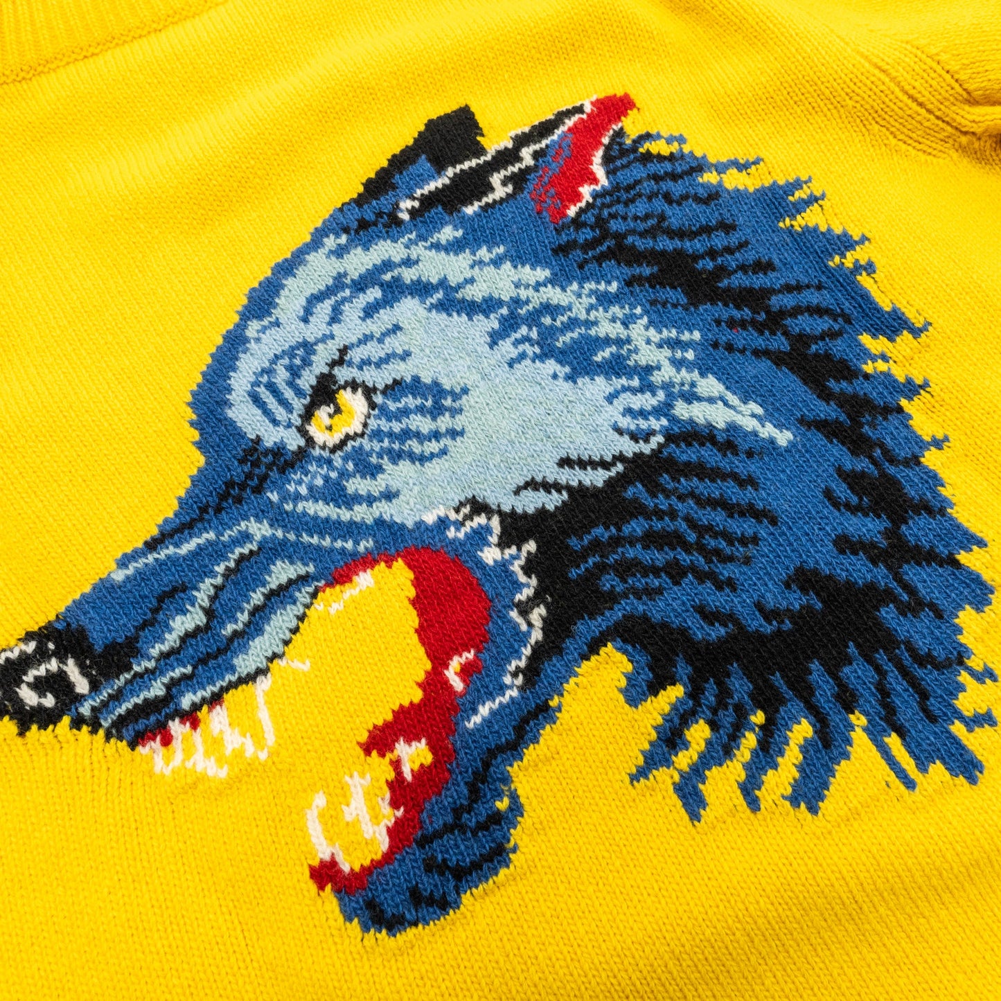 Gucci Size S Blind for Love and Wolf Sweater Wool Yellow/Multicolour