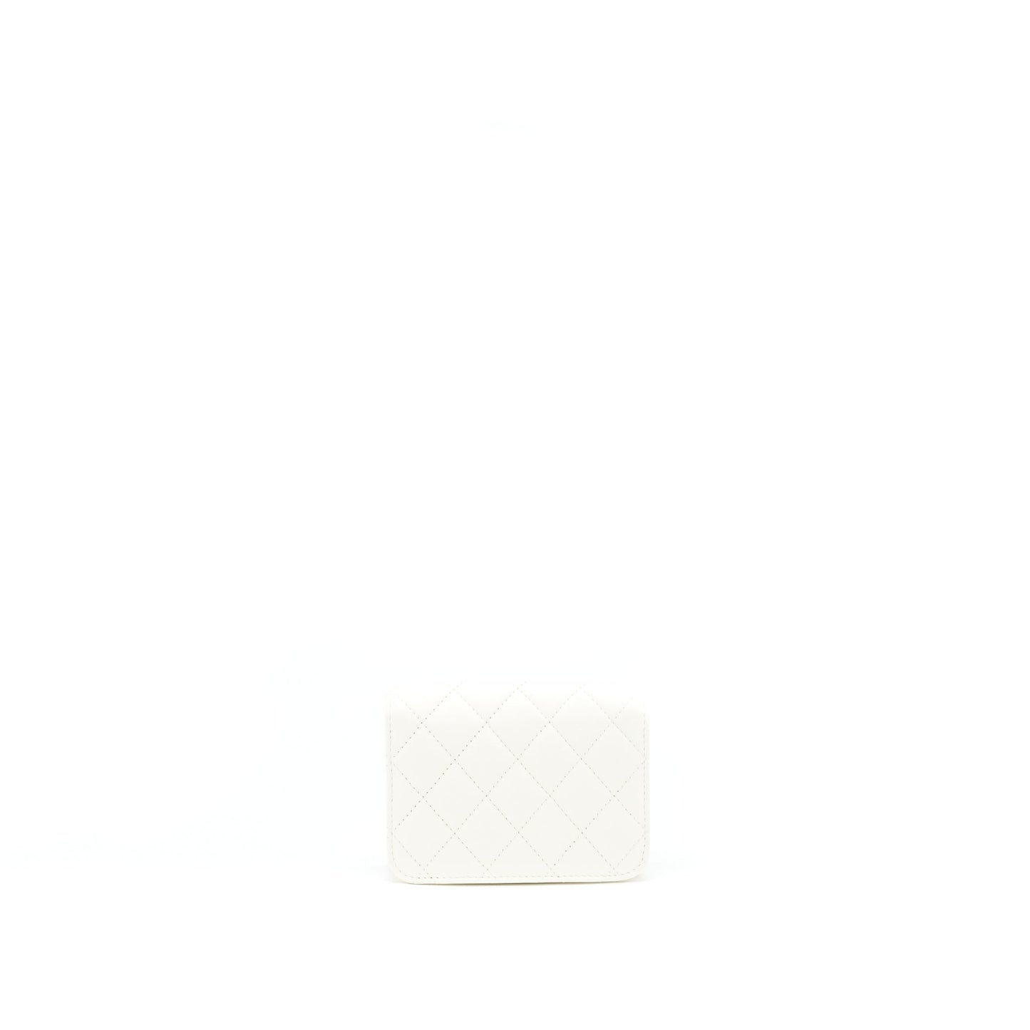 Chanel Pearl Crush Mini Flap Belt Bag White Lambskin