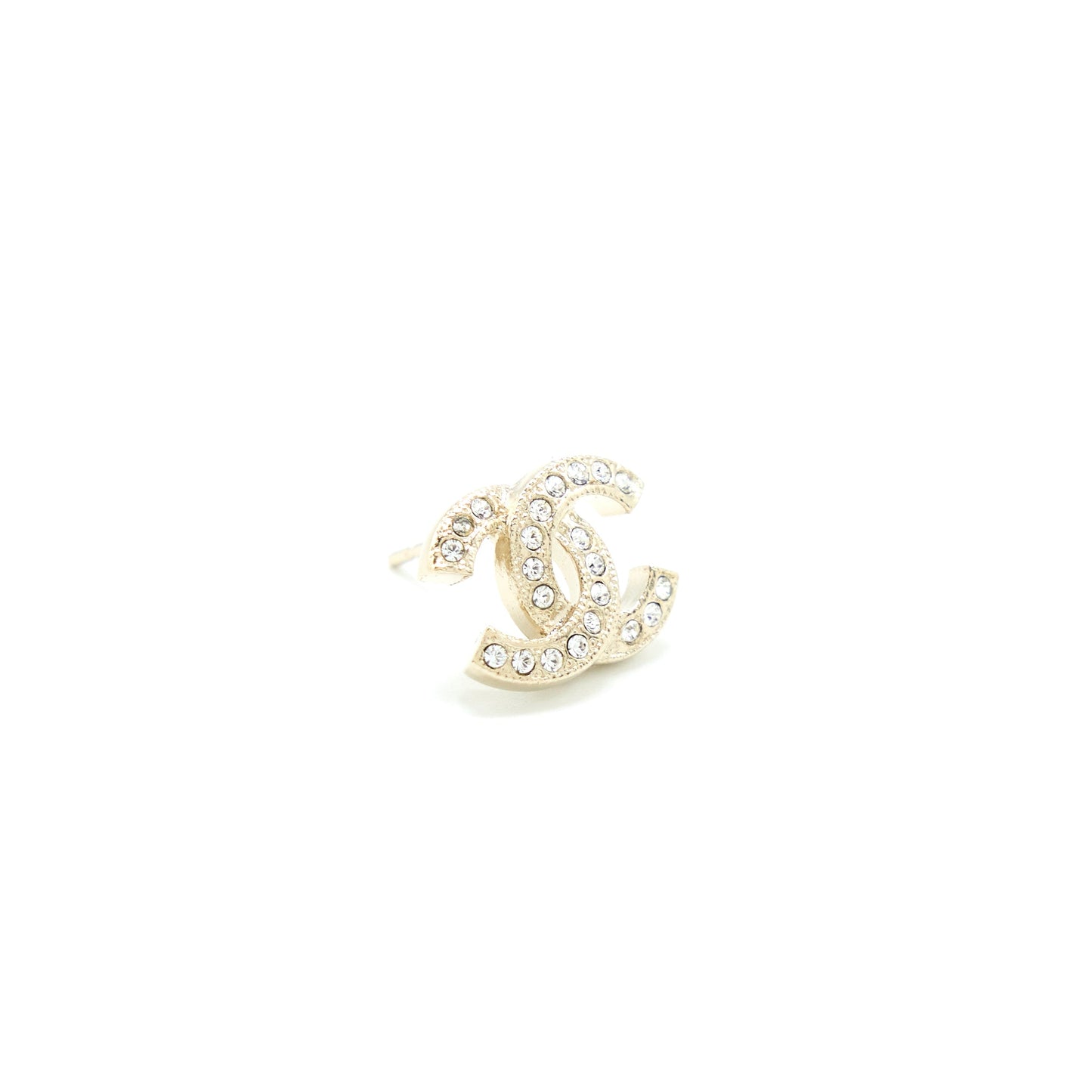 Chanel Mini Classic CC Logo Earrings Gold Tone