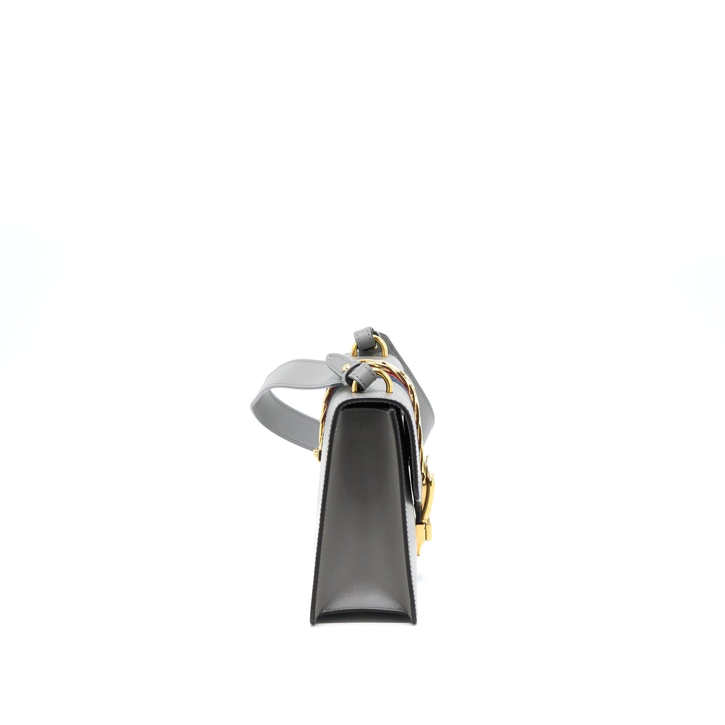 Gucci Small Sylvie Shoulder Bag Calfskin Grey