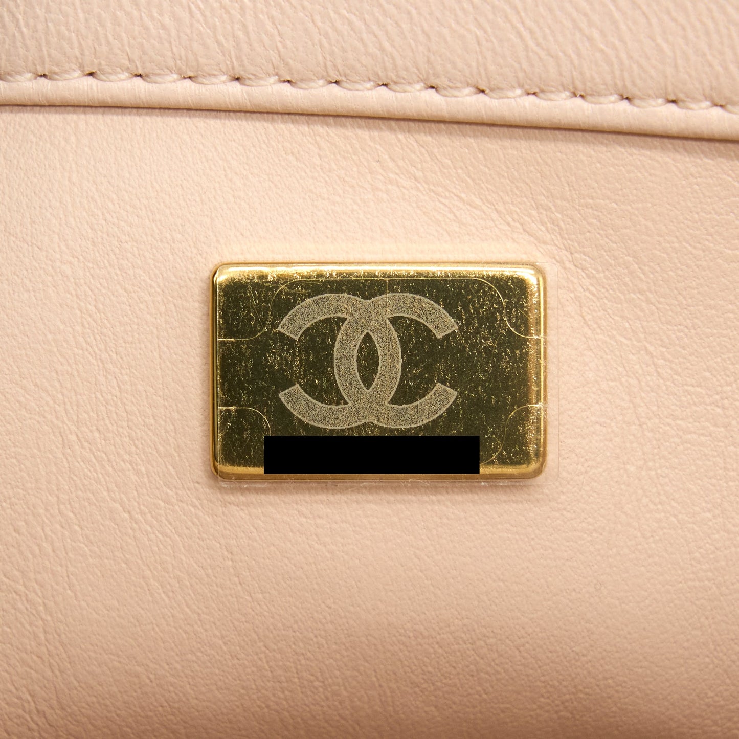 Chanel 22C Pearl Crush Mini Square Flap Bag Lambskin Light Beige