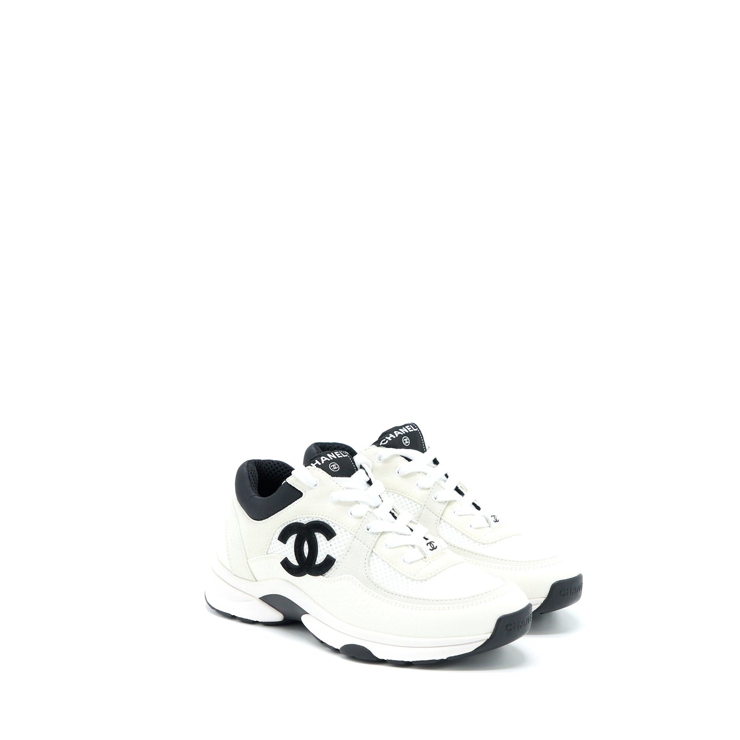 Chanel Size 38 CC Logo Sneaker Black/White