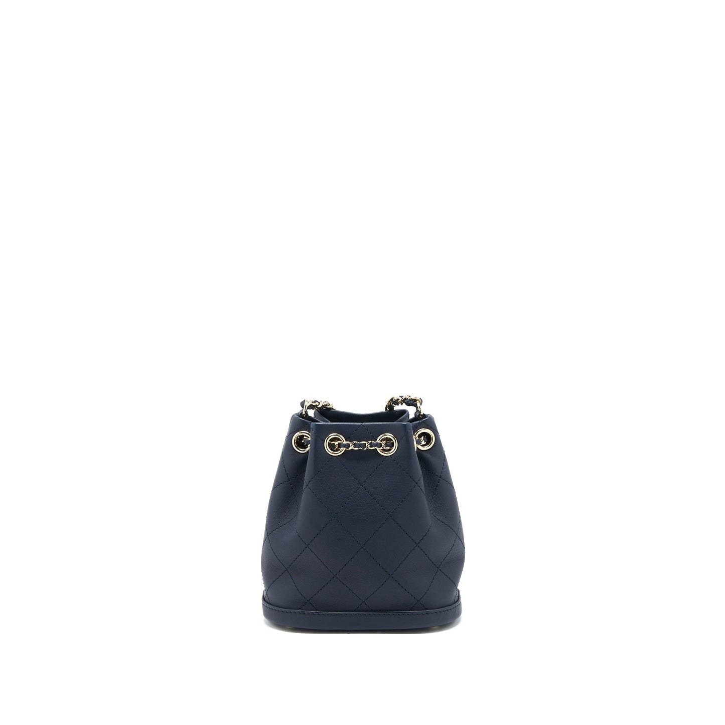 Chanel Mini Drawstring Bucket Bag Lambskin Navy