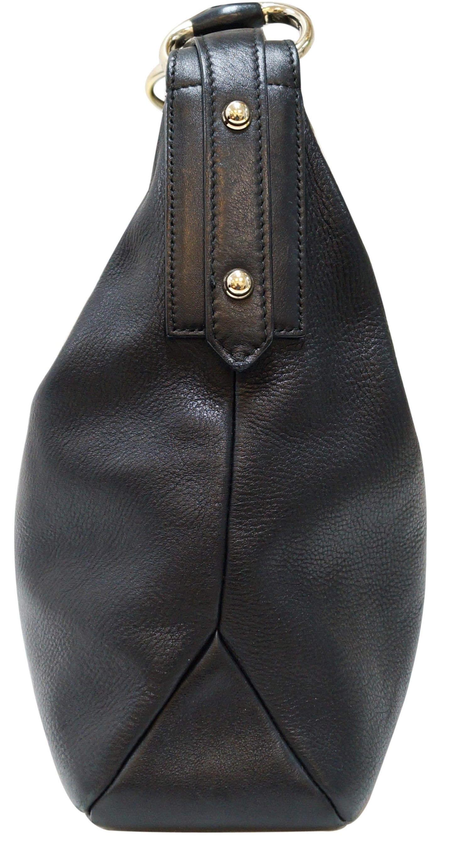GUCCI Black Leather Horsebit Hobo Bag