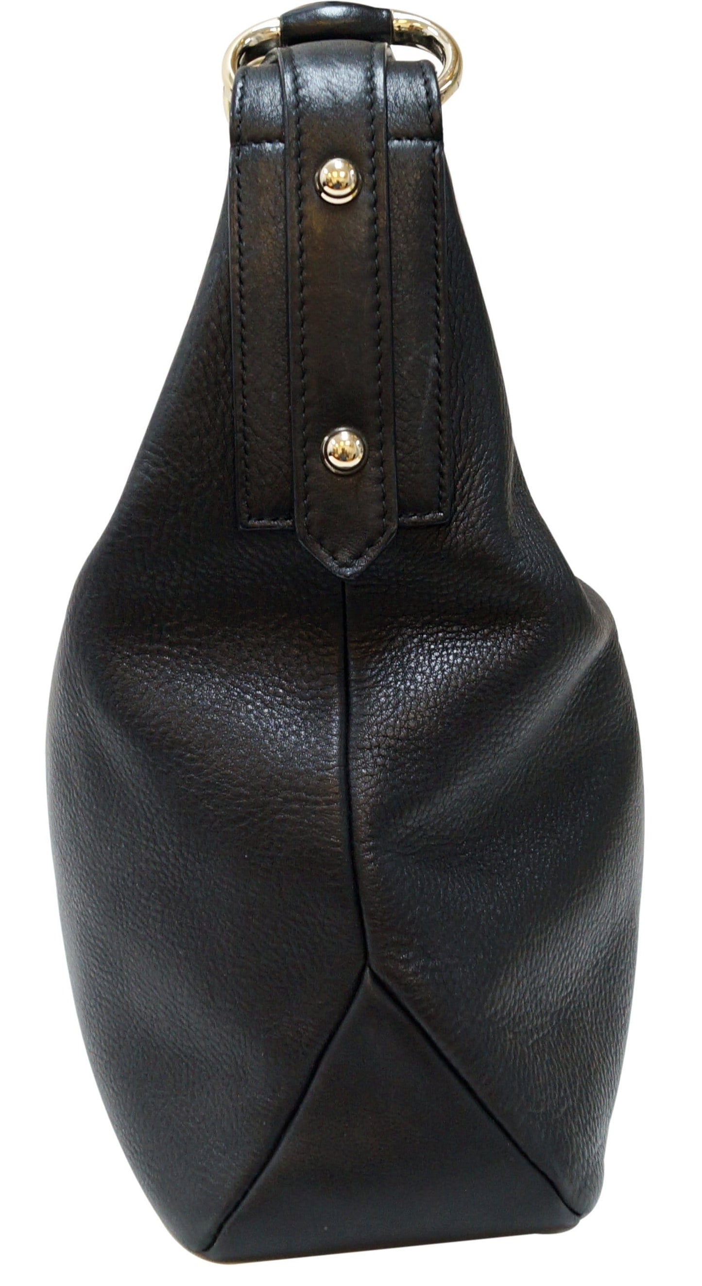 GUCCI Black Leather Horsebit Hobo Bag
