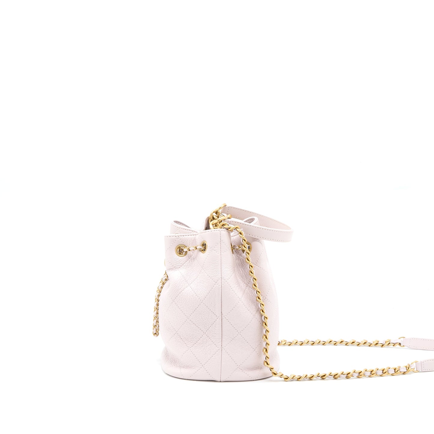 Chanel Drawstring Bucket Bag Lambskin Light Pink