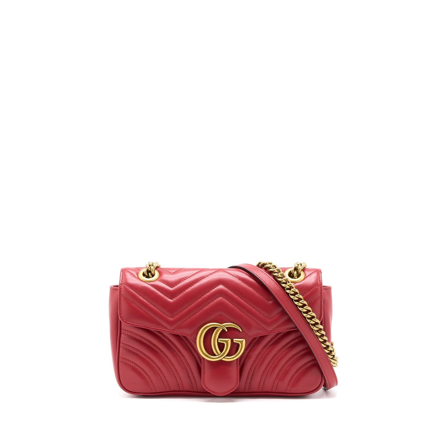 Gucci Small GG Marmont Matelasse Shoulder Bag Calfskin Red