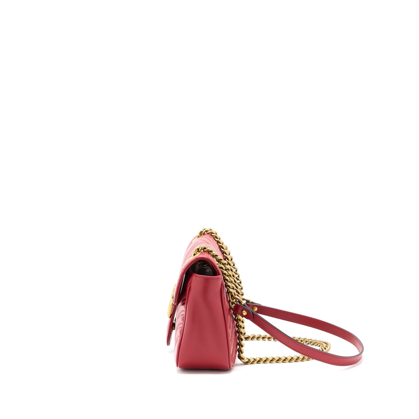 Gucci Small GG Marmont Matelasse Shoulder Bag Calfskin Red