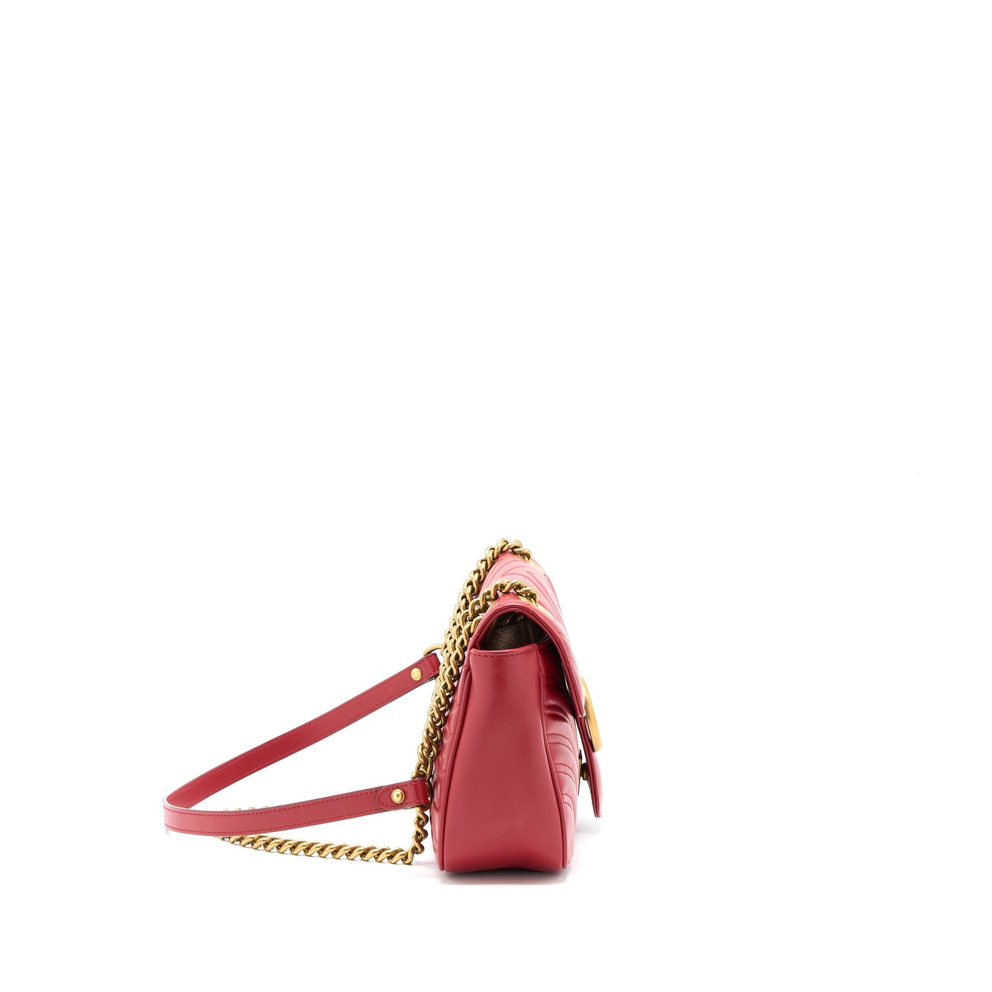 Gucci Small GG Marmont Matelasse Shoulder Bag Calfskin Red
