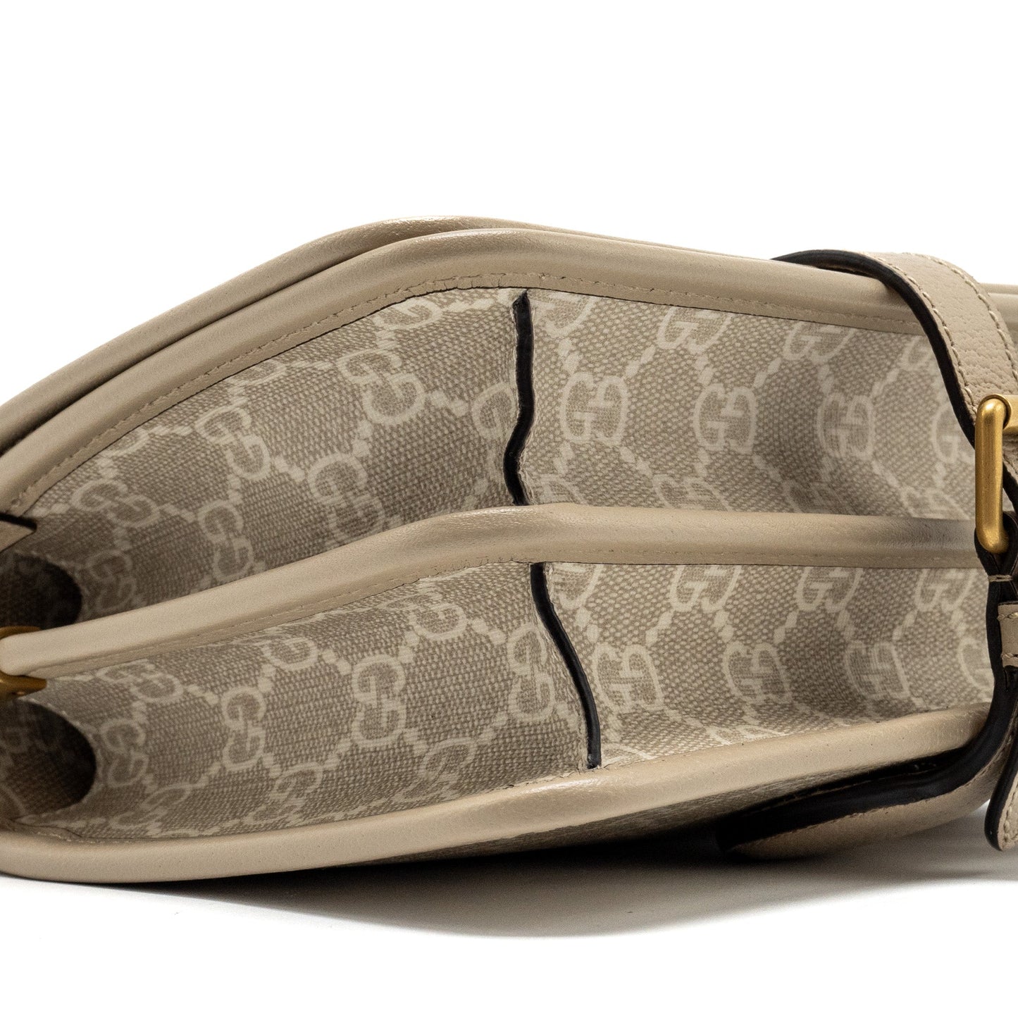 Gucci Interlock GG logo Crossbody messanger bag canvas/ calfskin light grey
