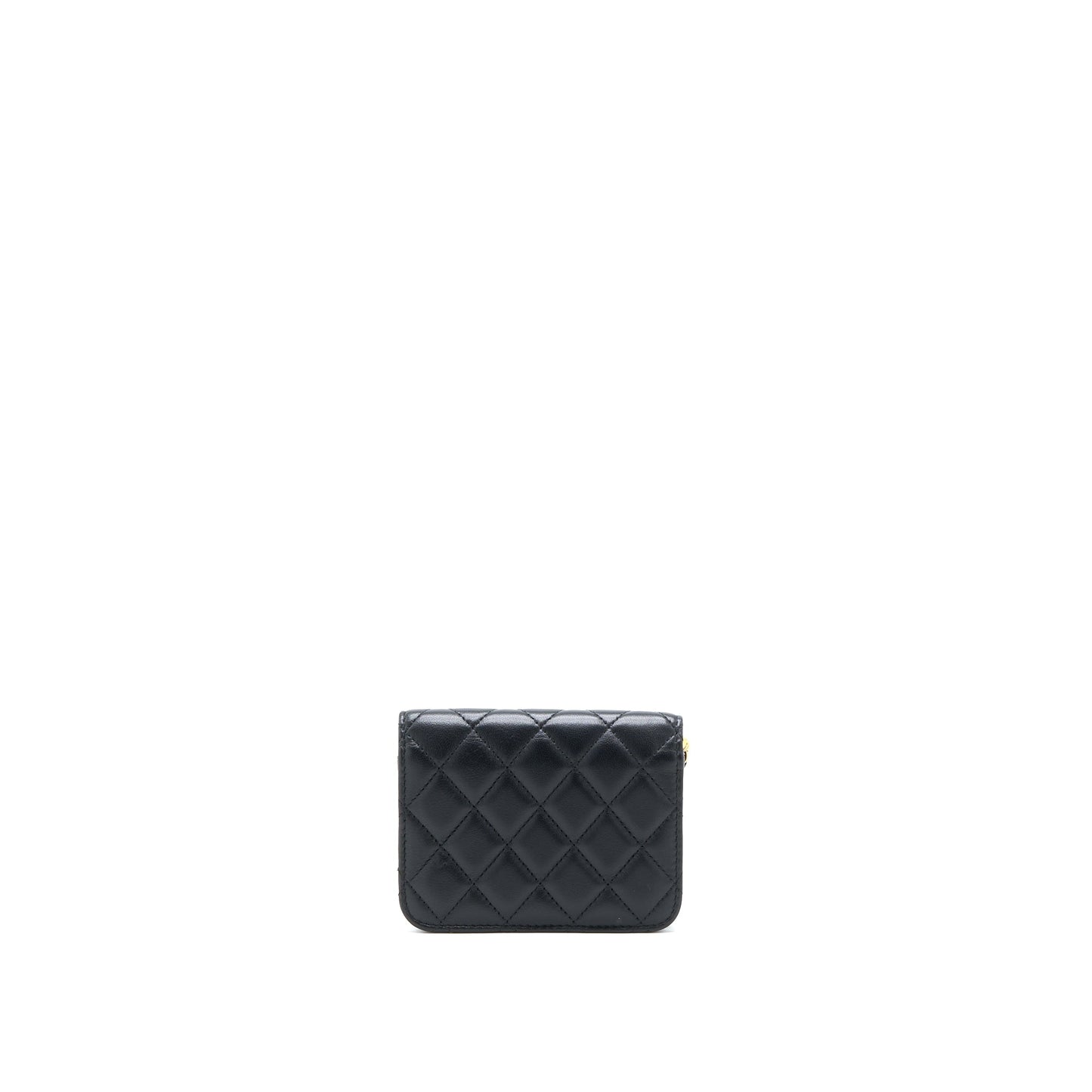 Chanel Pearl Crush Mini Flap Belt Bag with Chain Lambskin Black Brushed