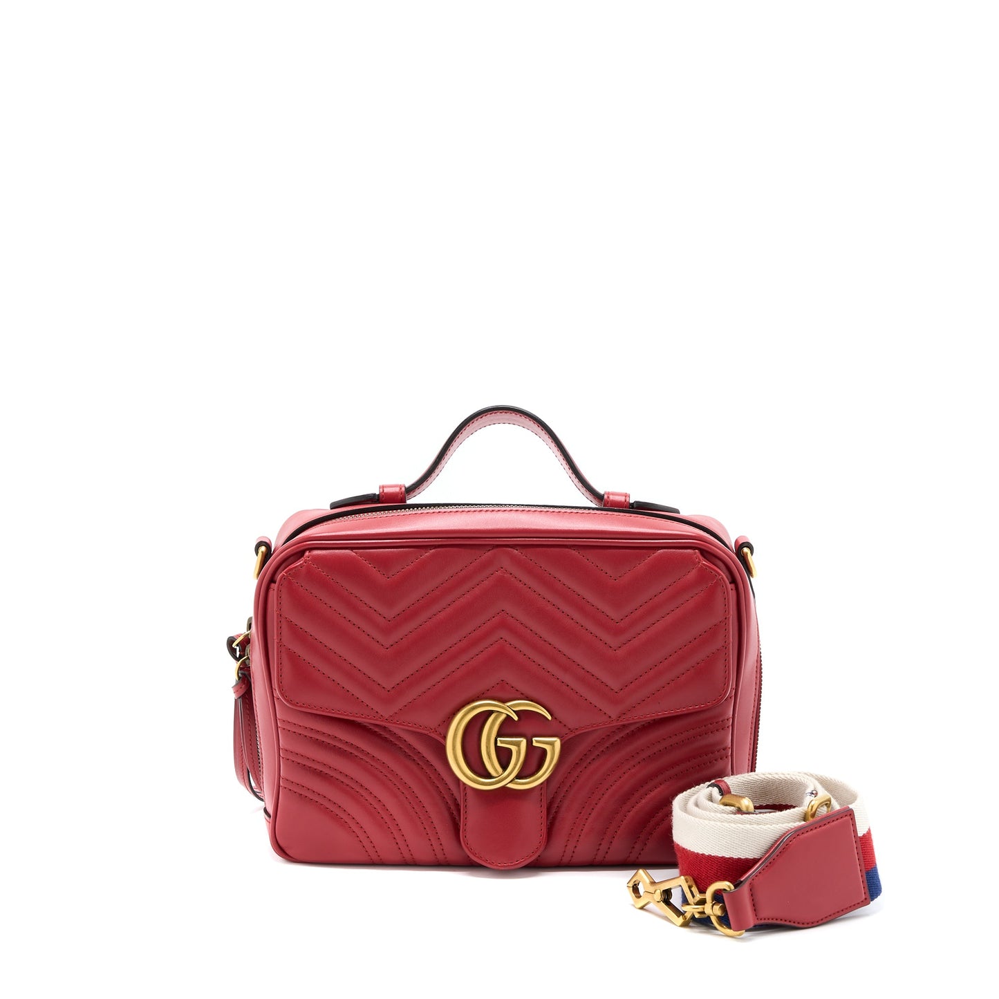 Gucci Sylvie Web GG Marmont Bag Calfskin Red