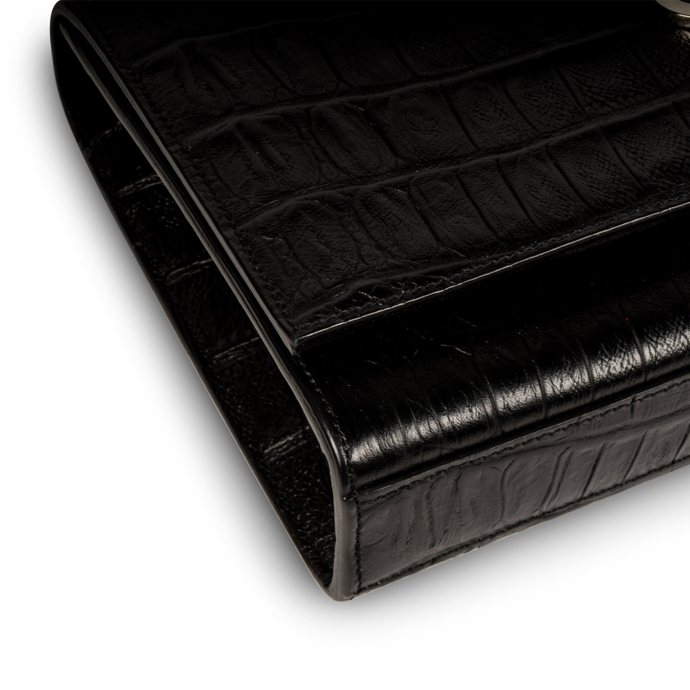 Saint Laurent Kate Tassel Croc Embossed