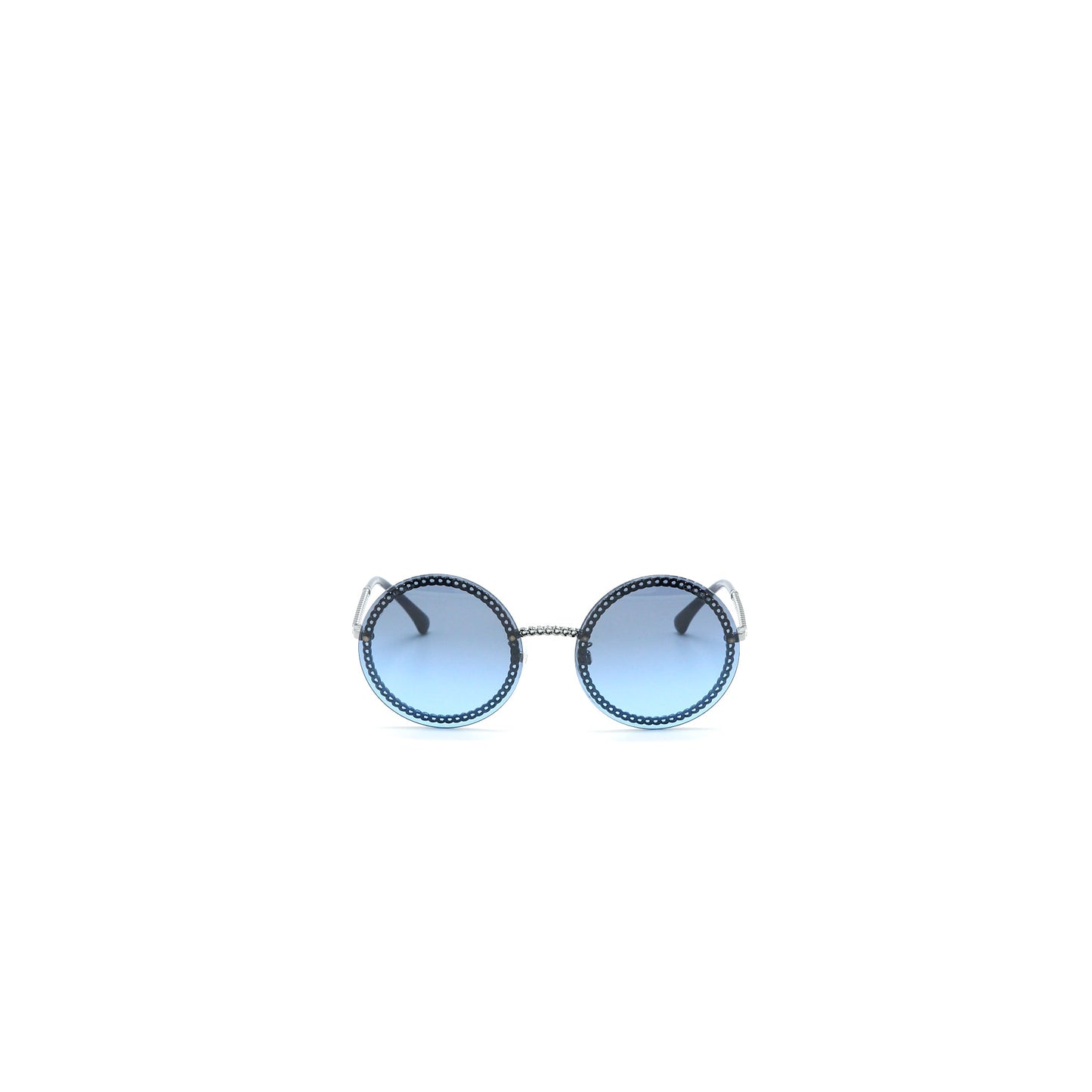 Chanel 4245 Round Sunglasses Leather Chain Dark Blue