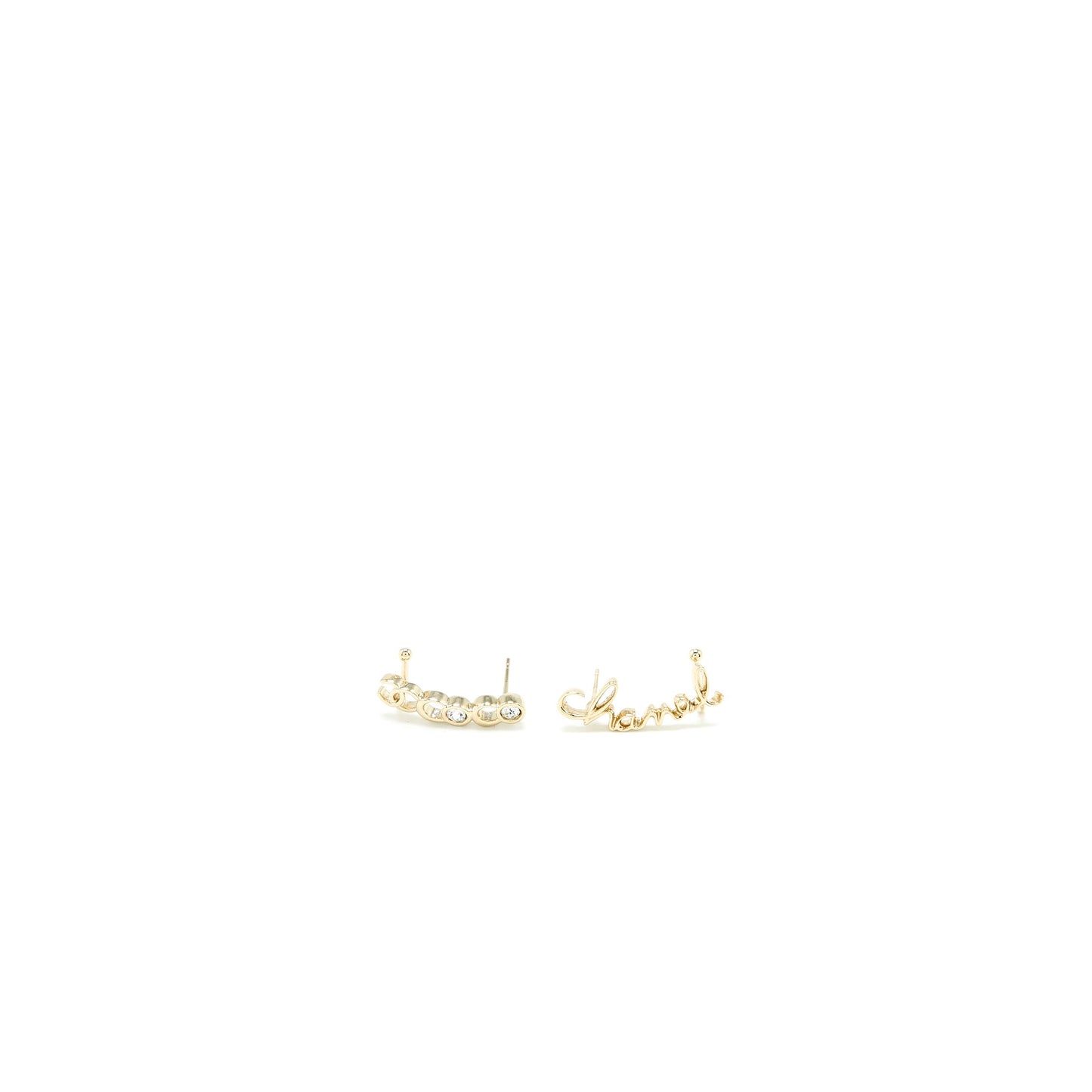 Chanel Coco/Chanel Letter Earrings Crystal Light Gold Tone