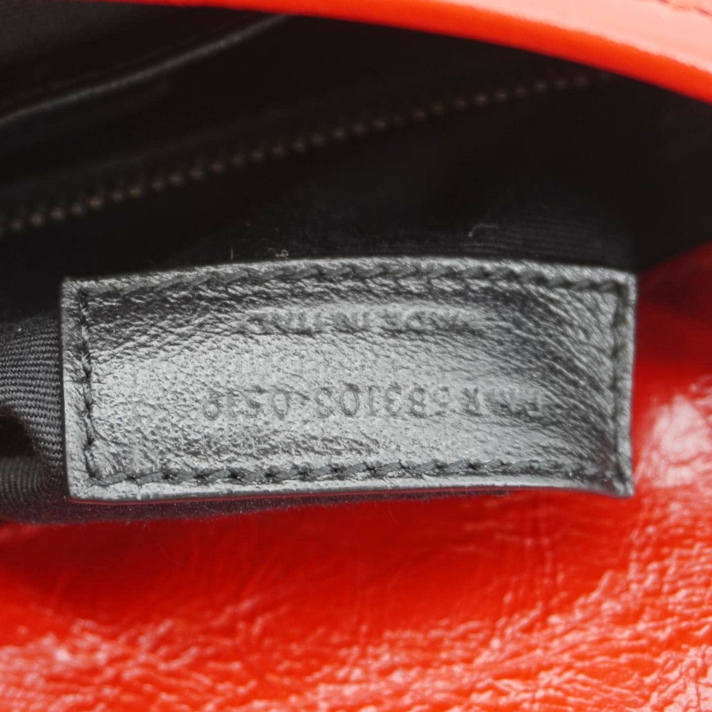 YVES SAINT LAURENT Niki Crinkled Leather Chain Wallet Crossbody Bag Red