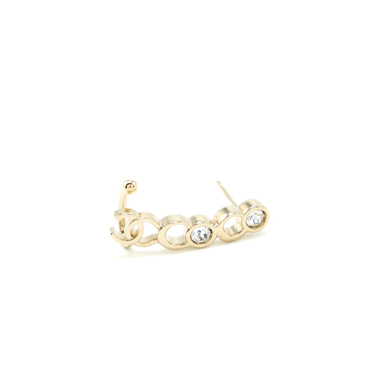 Chanel Coco/Chanel Letter Earrings Crystal Light Gold Tone