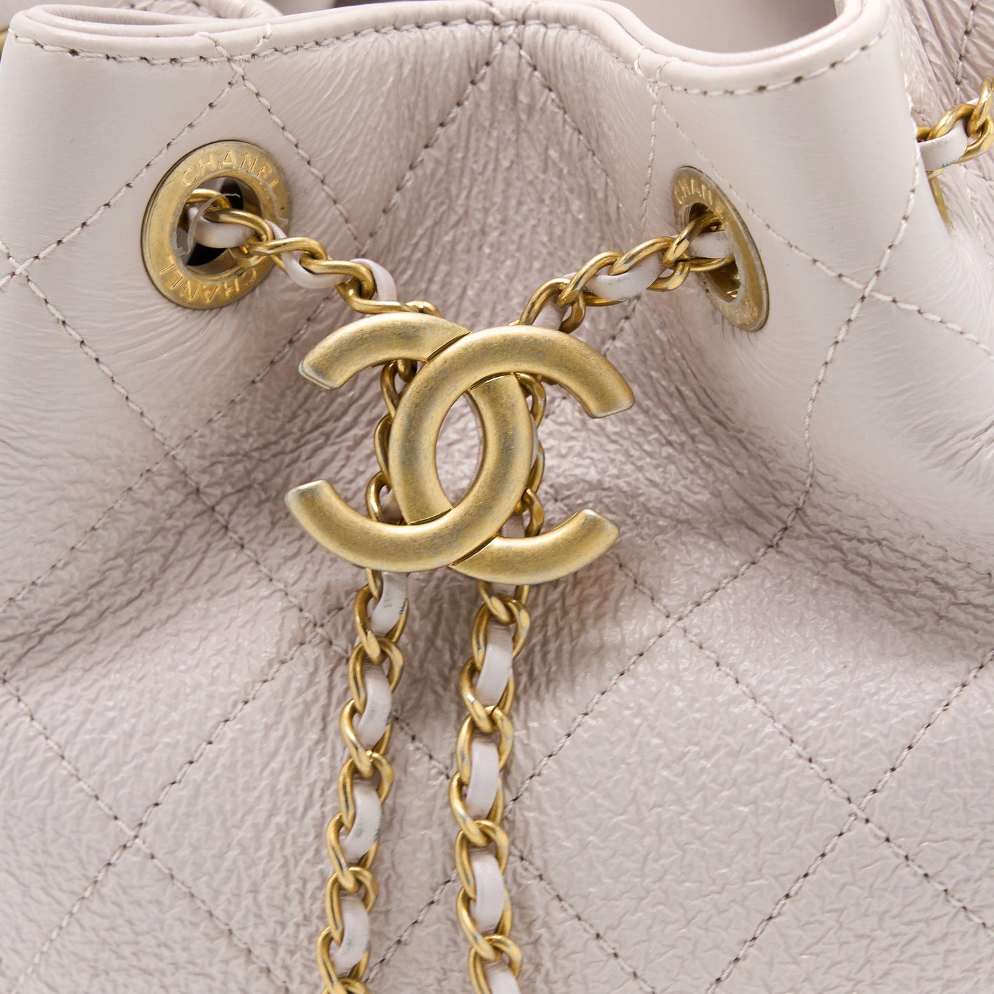 Chanel Drawstring Bucket Bag Lambskin Light Pink