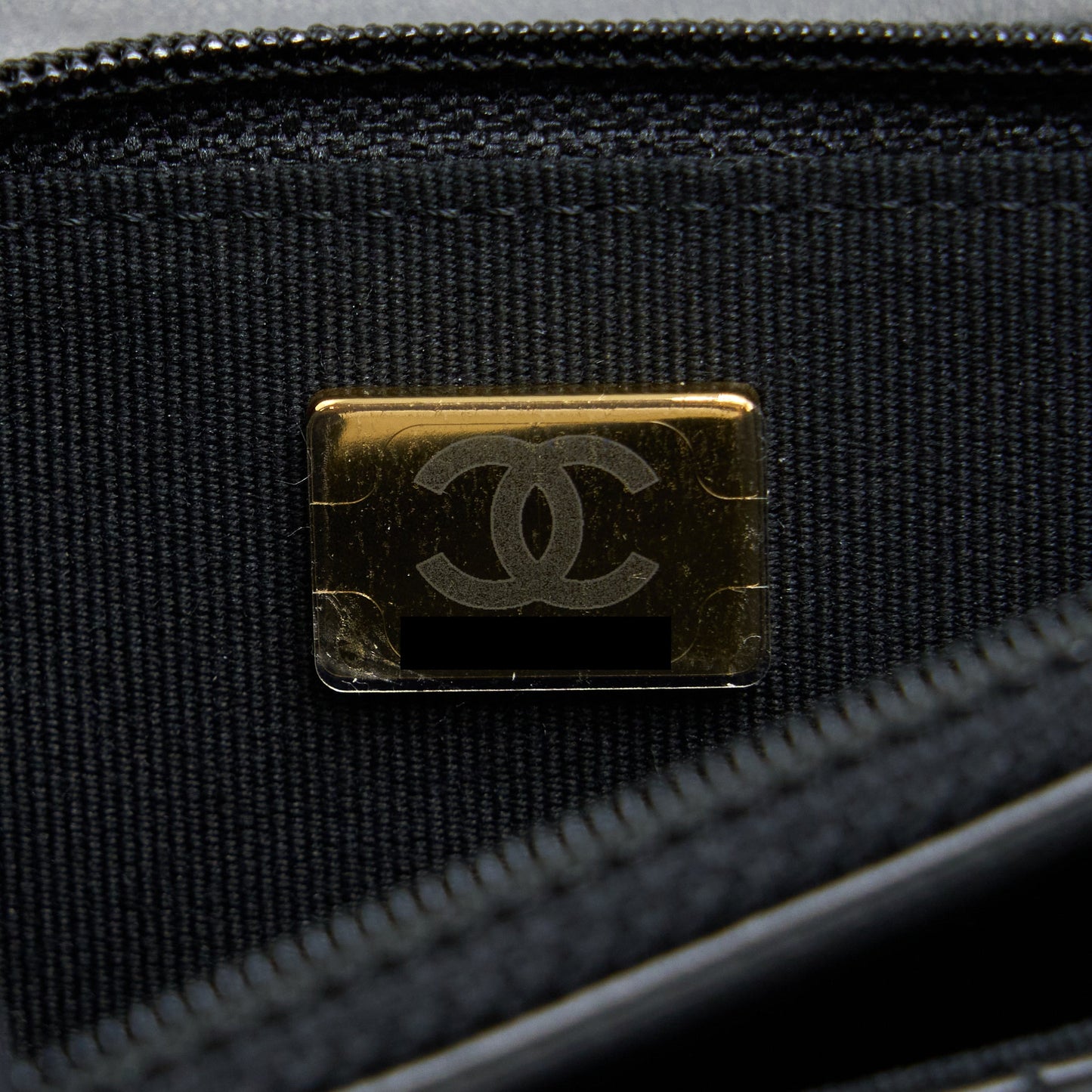 Chanel 22K Gold Pillar Wallet On Chain Lambskin Black Brushed (Microchip)
