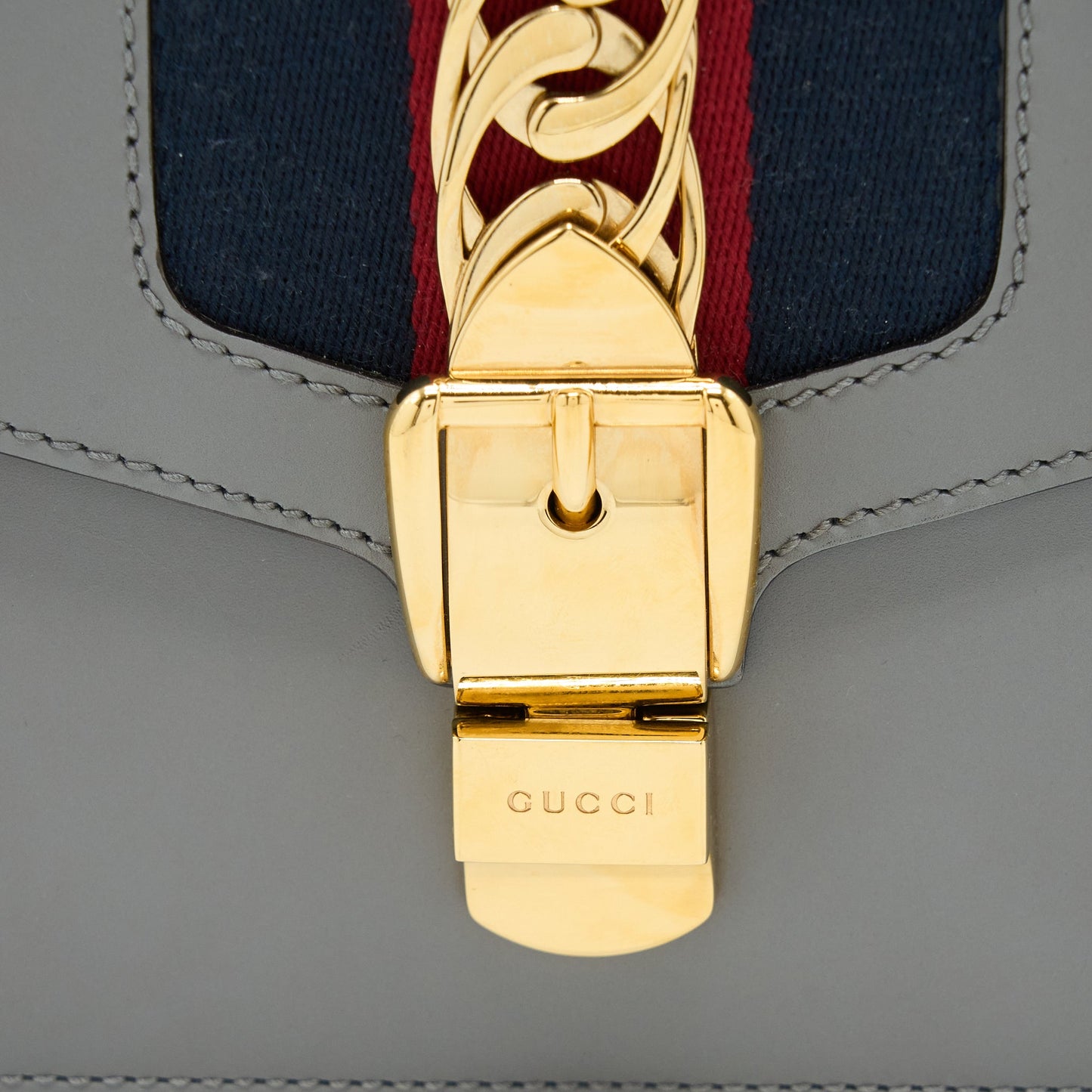 Gucci Small Sylvie Shoulder Bag Calfskin Grey