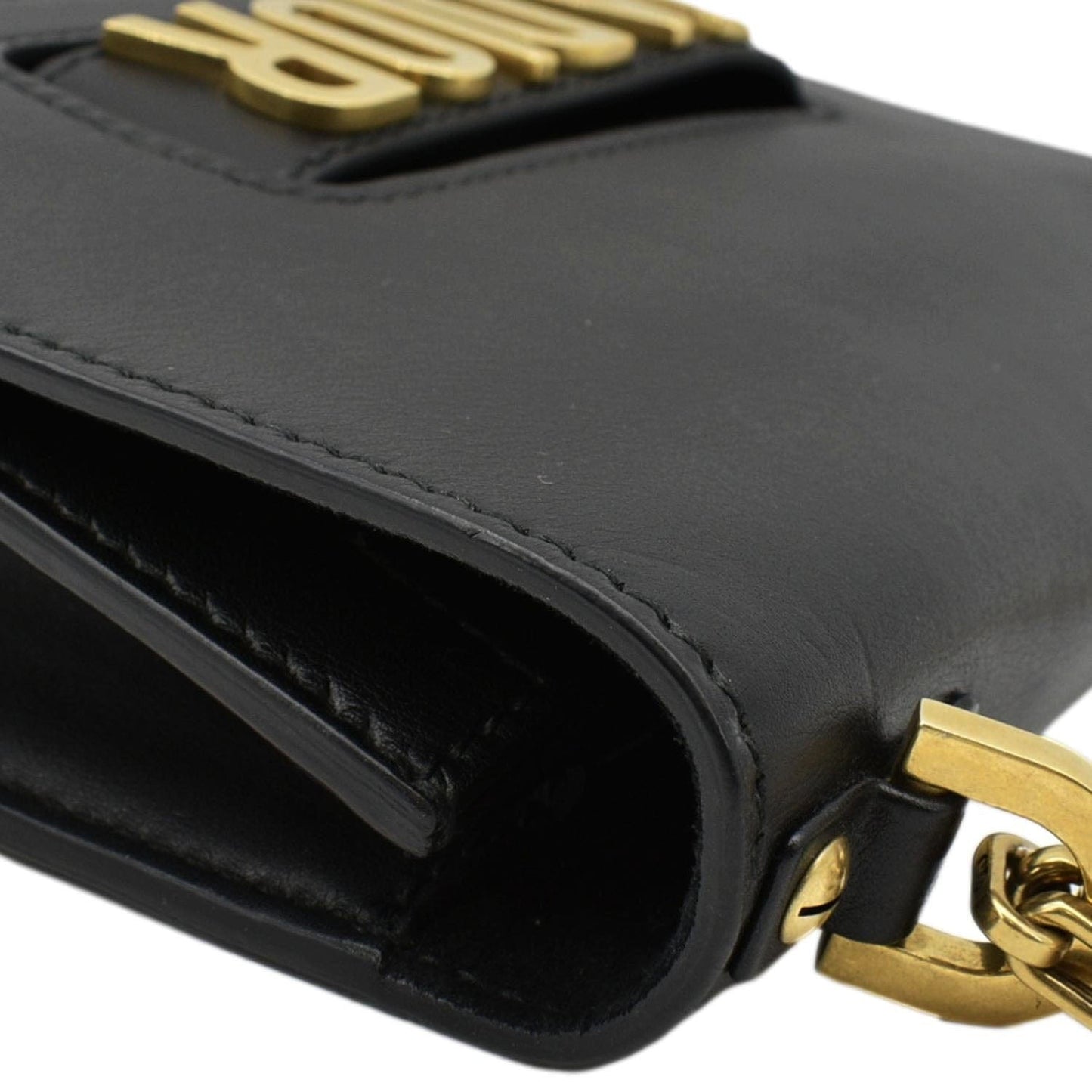 CHRISTIAN DIOR J'Adior Medium Leather Flap Chain Shoulder Bag Black