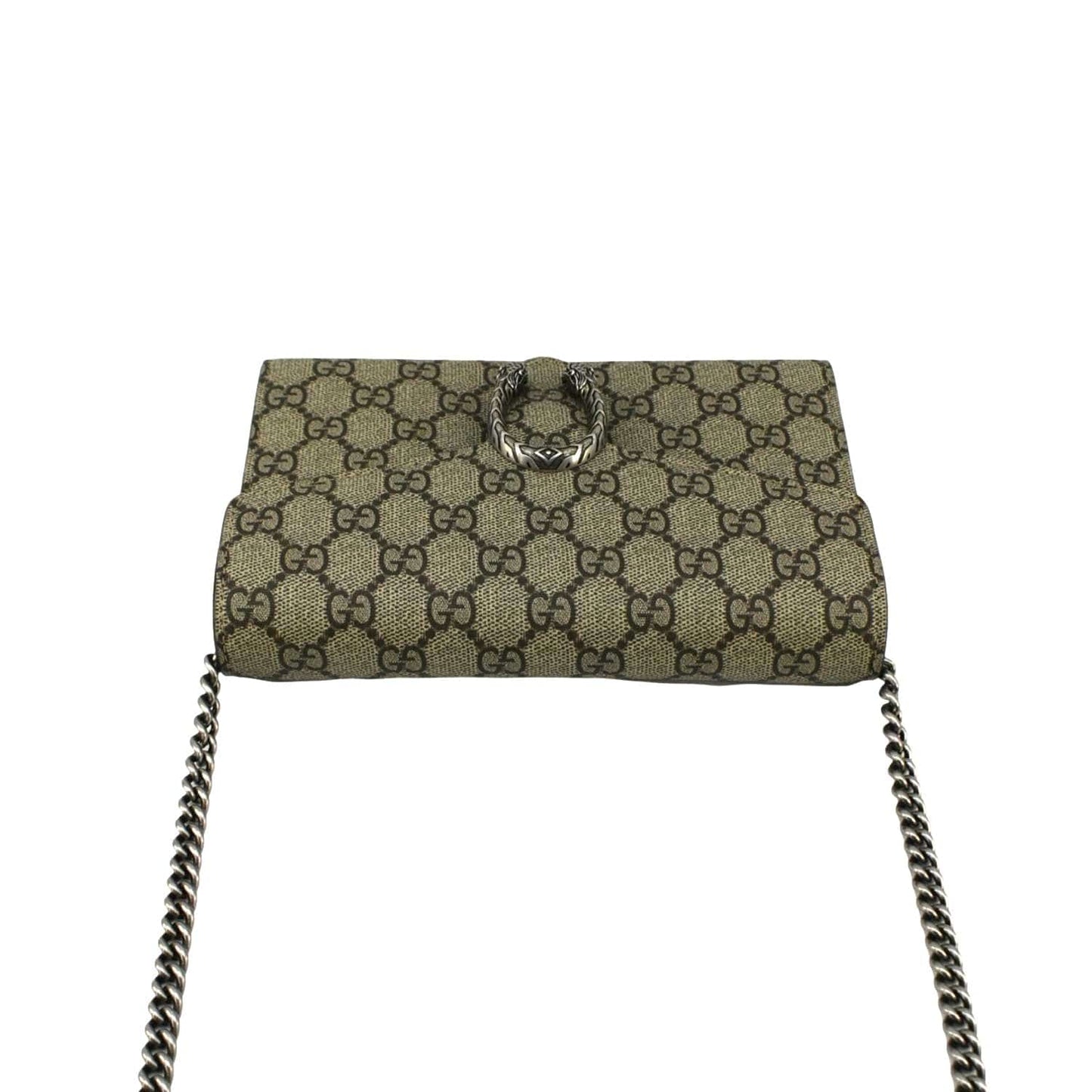 GUCCI Dionysus GG Supreme Canvas Chain Wallet Crossbody Bag Beige 401231