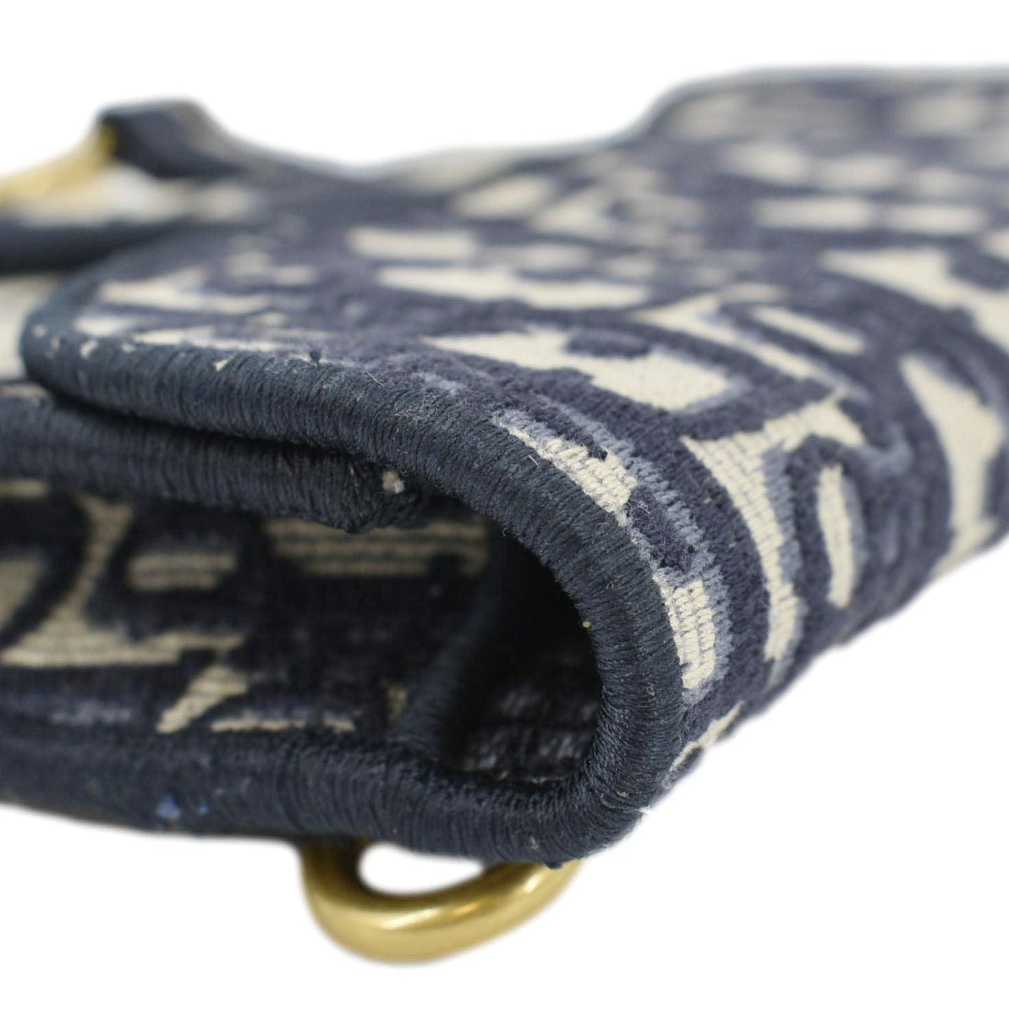 CHRISTIAN DIOR Saddle Oblique Canvas Belt Bag Navy Blue