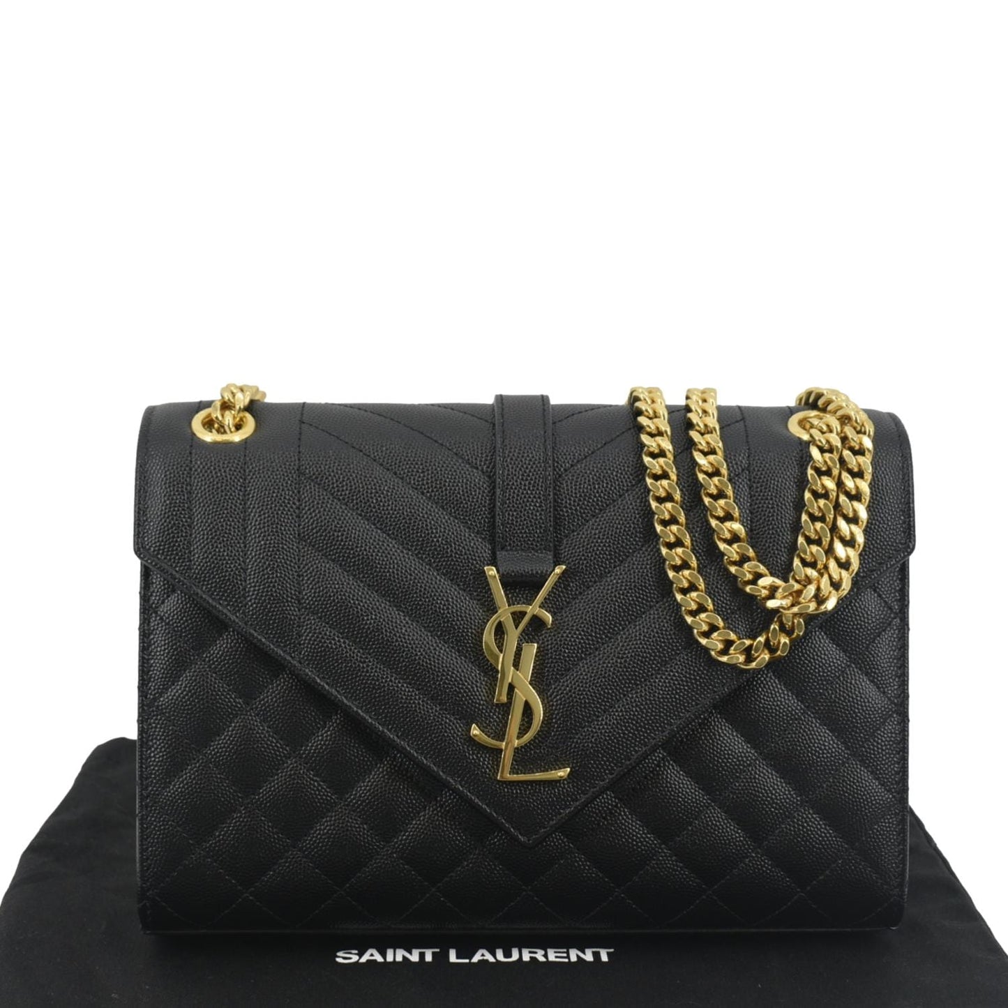 YVES SAINT LAURENT Small Envelope Matelassé Leather Shoulder Bag Black