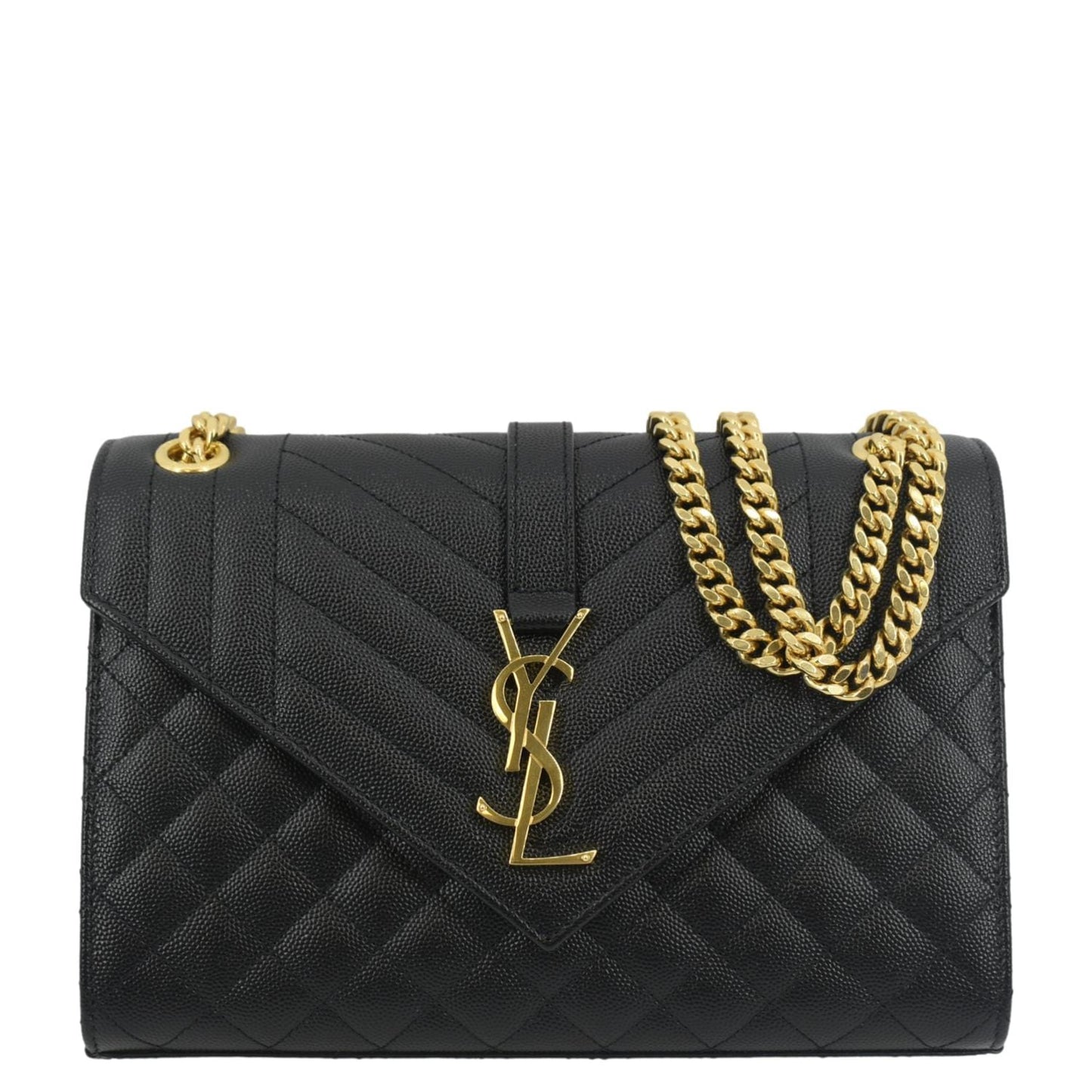 YVES SAINT LAURENT Small Envelope Matelassé Leather Shoulder Bag Black